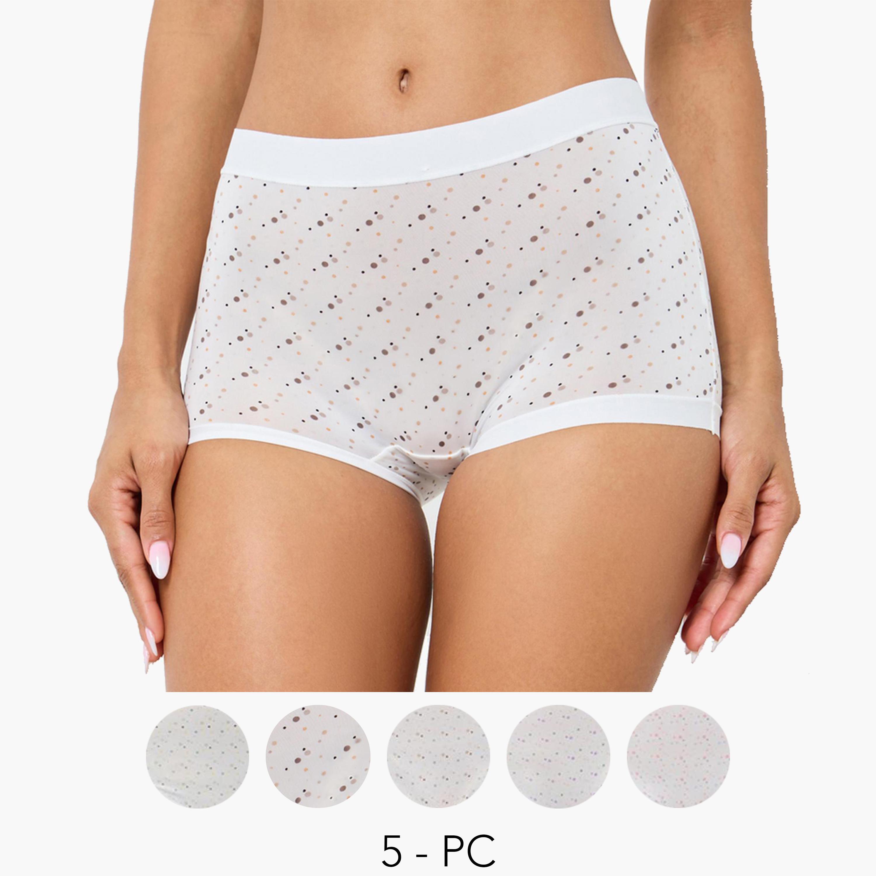 Styli Pack of 5 - Cotton Textured Boyshorts-women-clothing-lingerie-panties-image-1