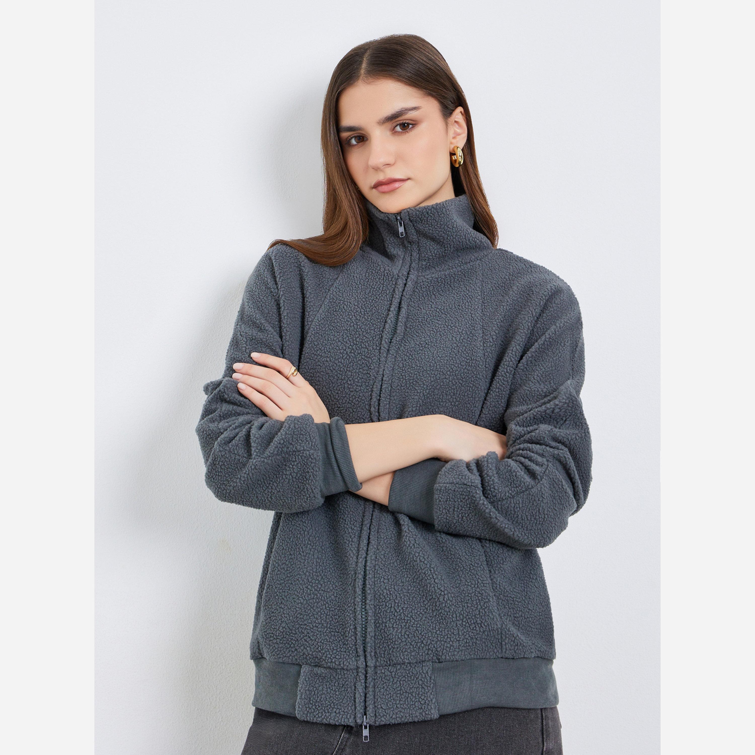 Styli Women Zip-Up Polar Fleece Jacket-women-winterwear-coatsandjackets-jackets-image-1