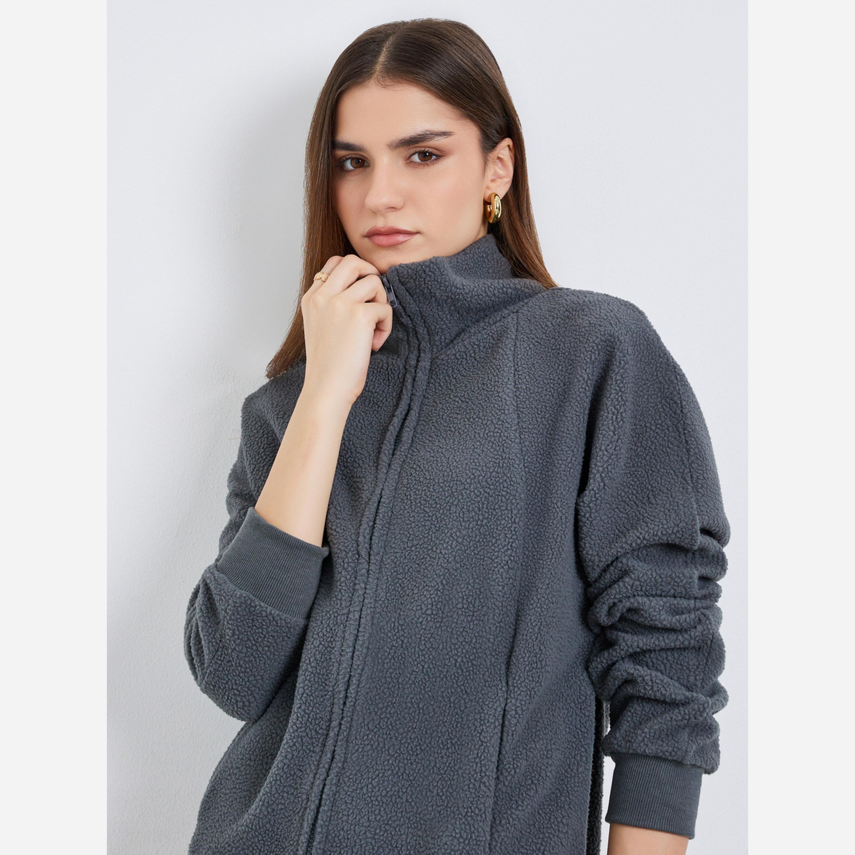 Styli Women Zip-Up Polar Fleece Jacket-women-winterwear-coatsandjackets-jackets-image-3