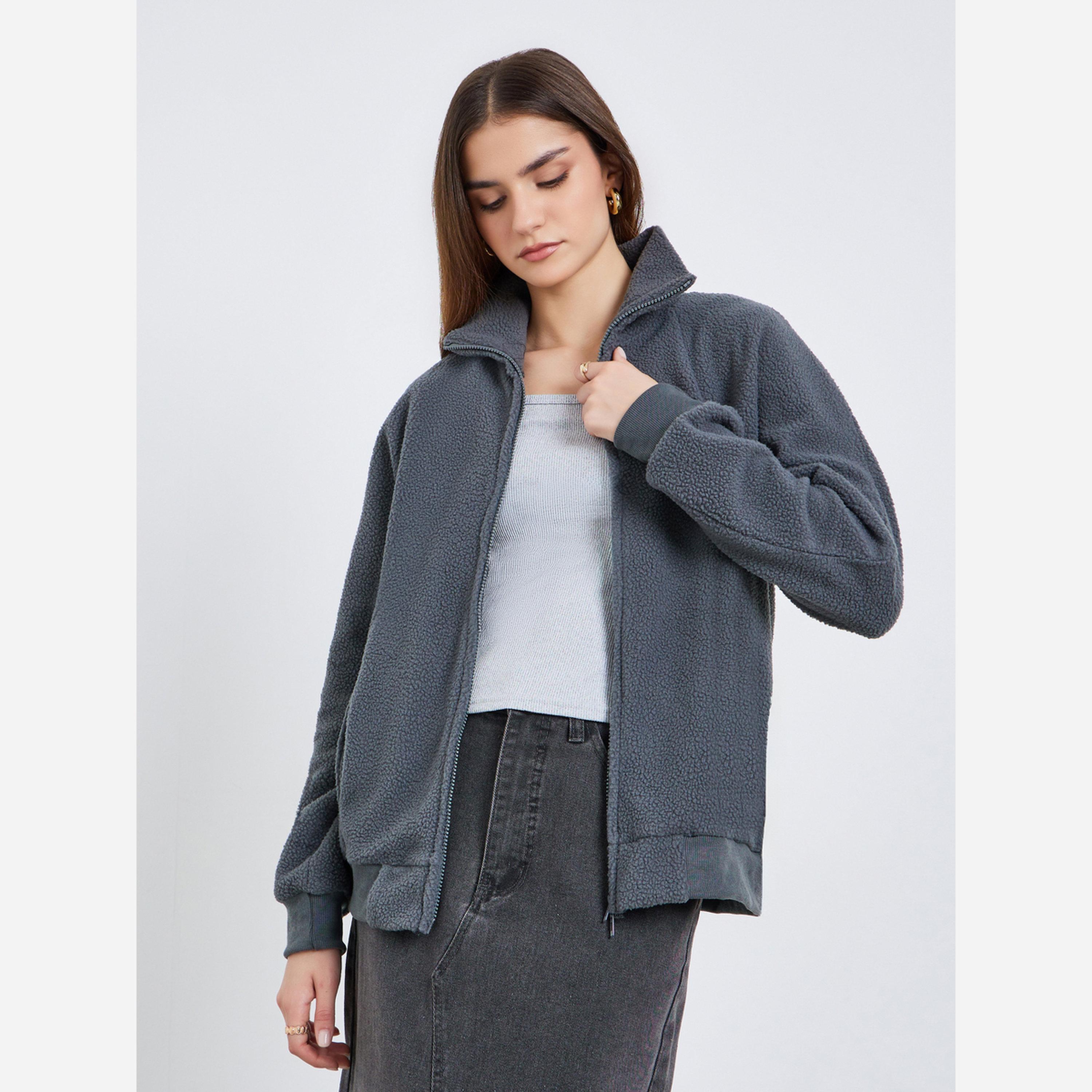 Styli Women Zip-Up Polar Fleece Jacket-women-winterwear-coatsandjackets-jackets-image-5