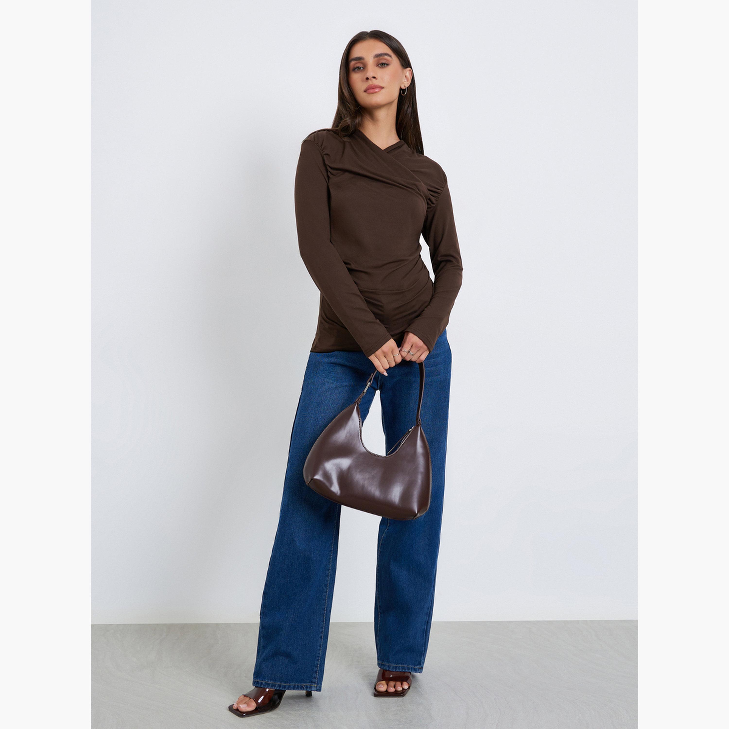 Styli Women Long Sleeve Wrap Front Knit Top-women-clothing-tshirts-image-2
