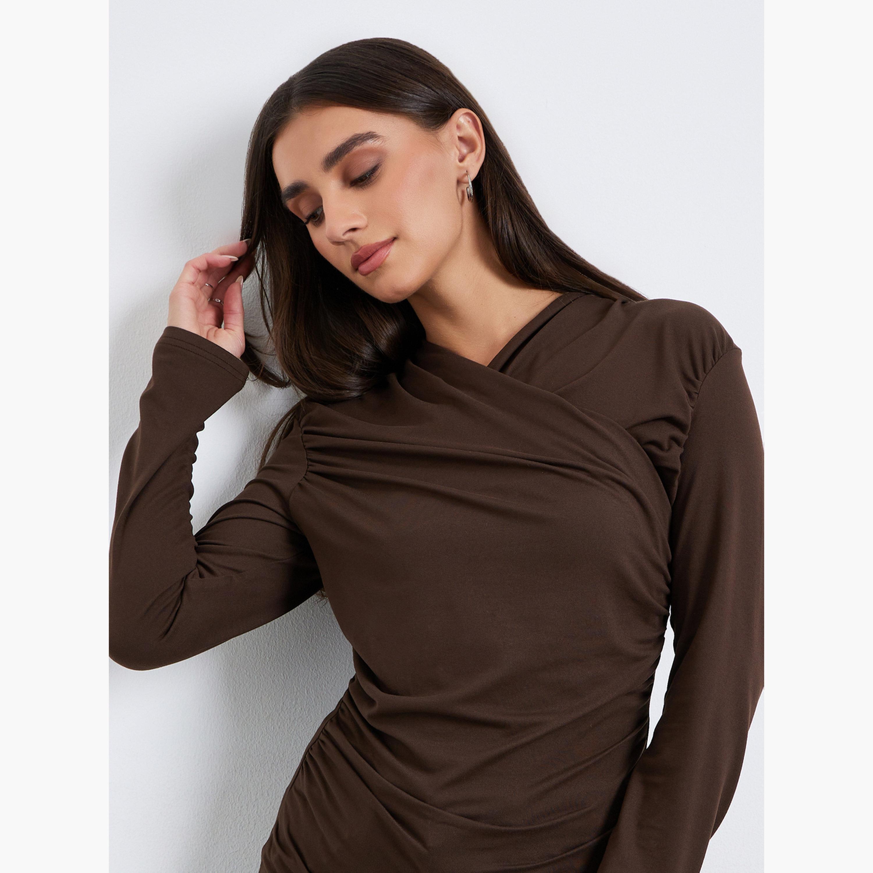 Styli Women Long Sleeve Wrap Front Knit Top-women-clothing-tshirts-image-3