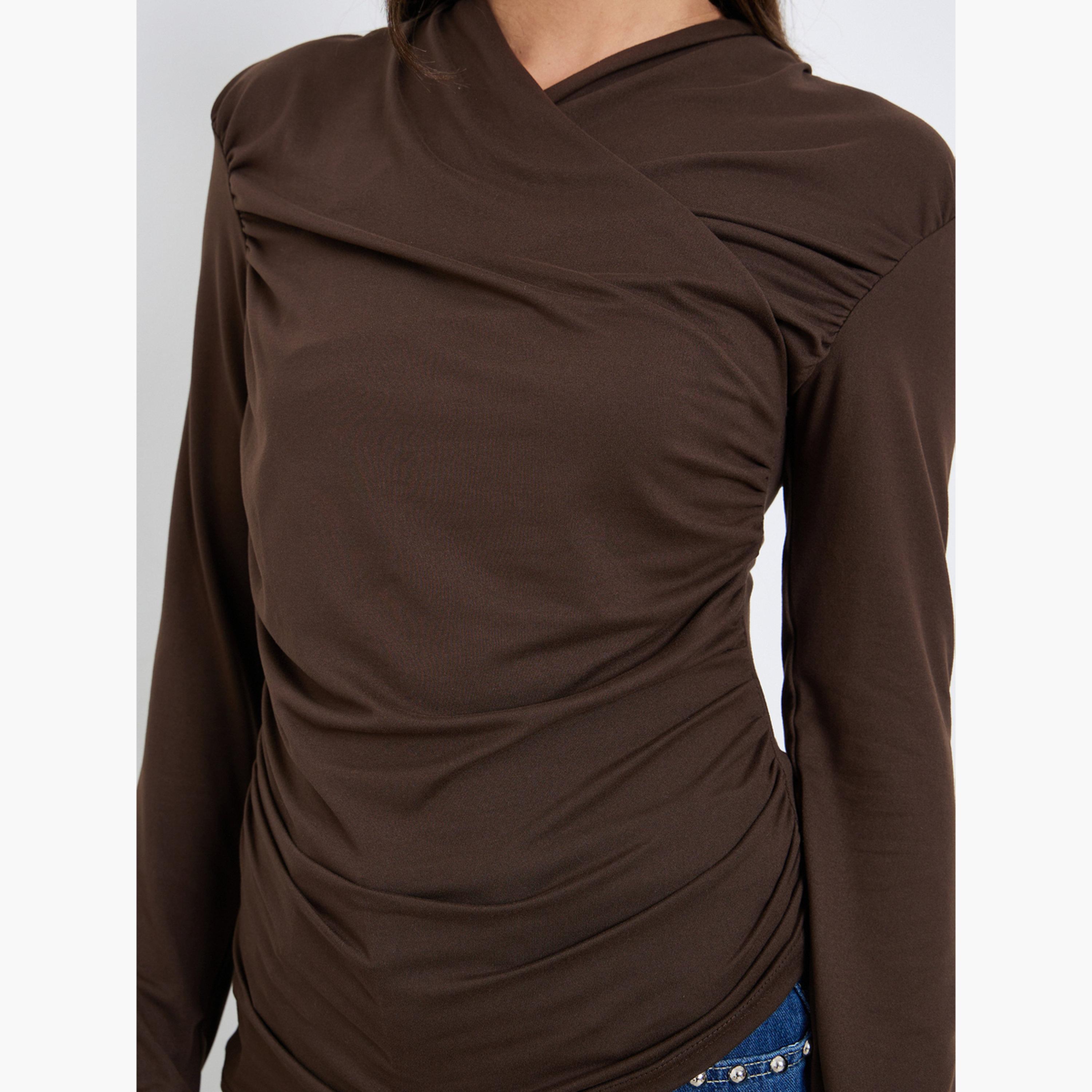 Styli Women Long Sleeve Wrap Front Knit Top-women-clothing-tshirts-image-4