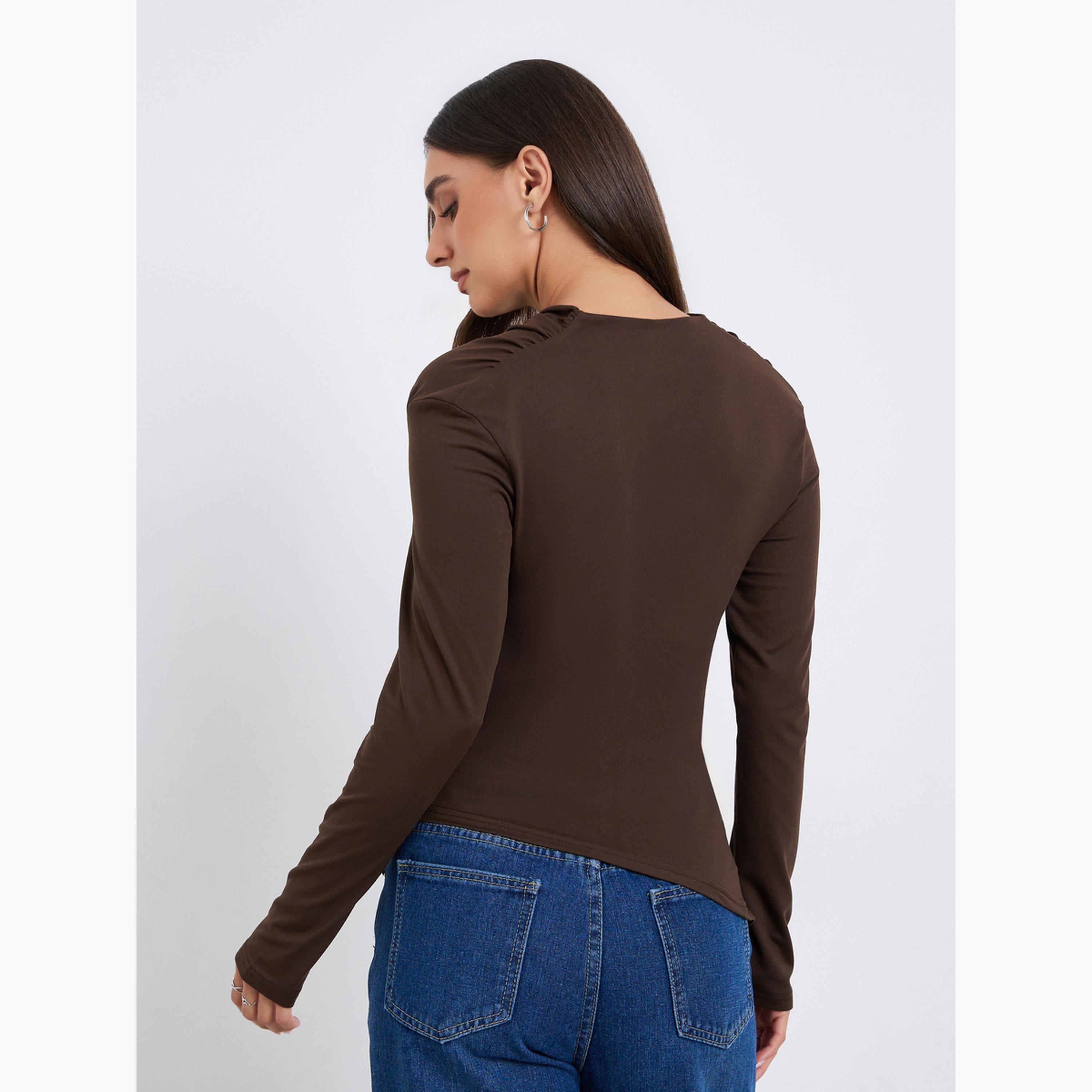 بلوزة محبوكة بلف أمامي وأكمام طويلة-women-clothing-tshirts-image-5