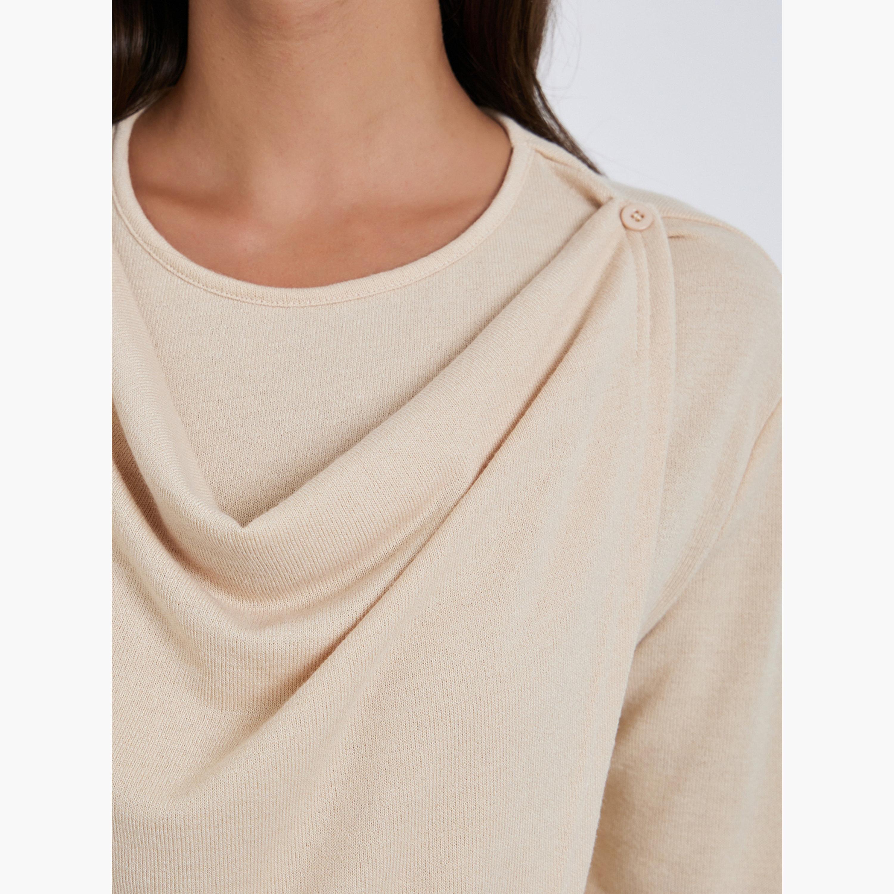 بلوزة بياقة منسدلة وأكمام طويلة-women-clothing-shirtsandblouses-blouses-image-4