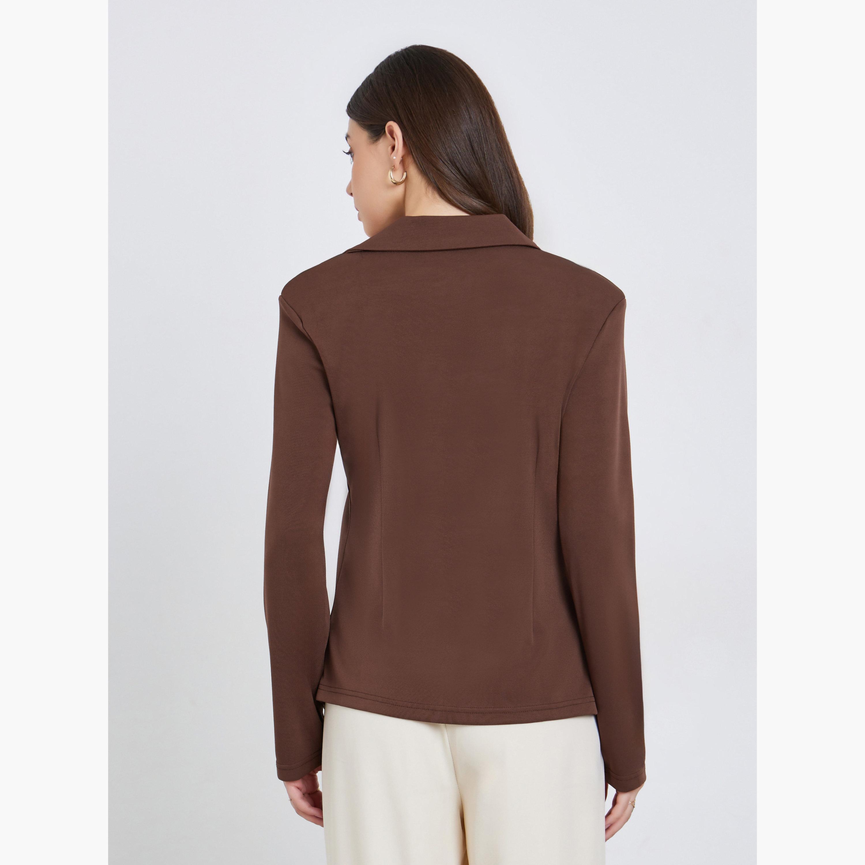 Styli Women Knit Top with Asymmetric Button Detail-women-clothing-shirtsandblouses-blouses-image-4