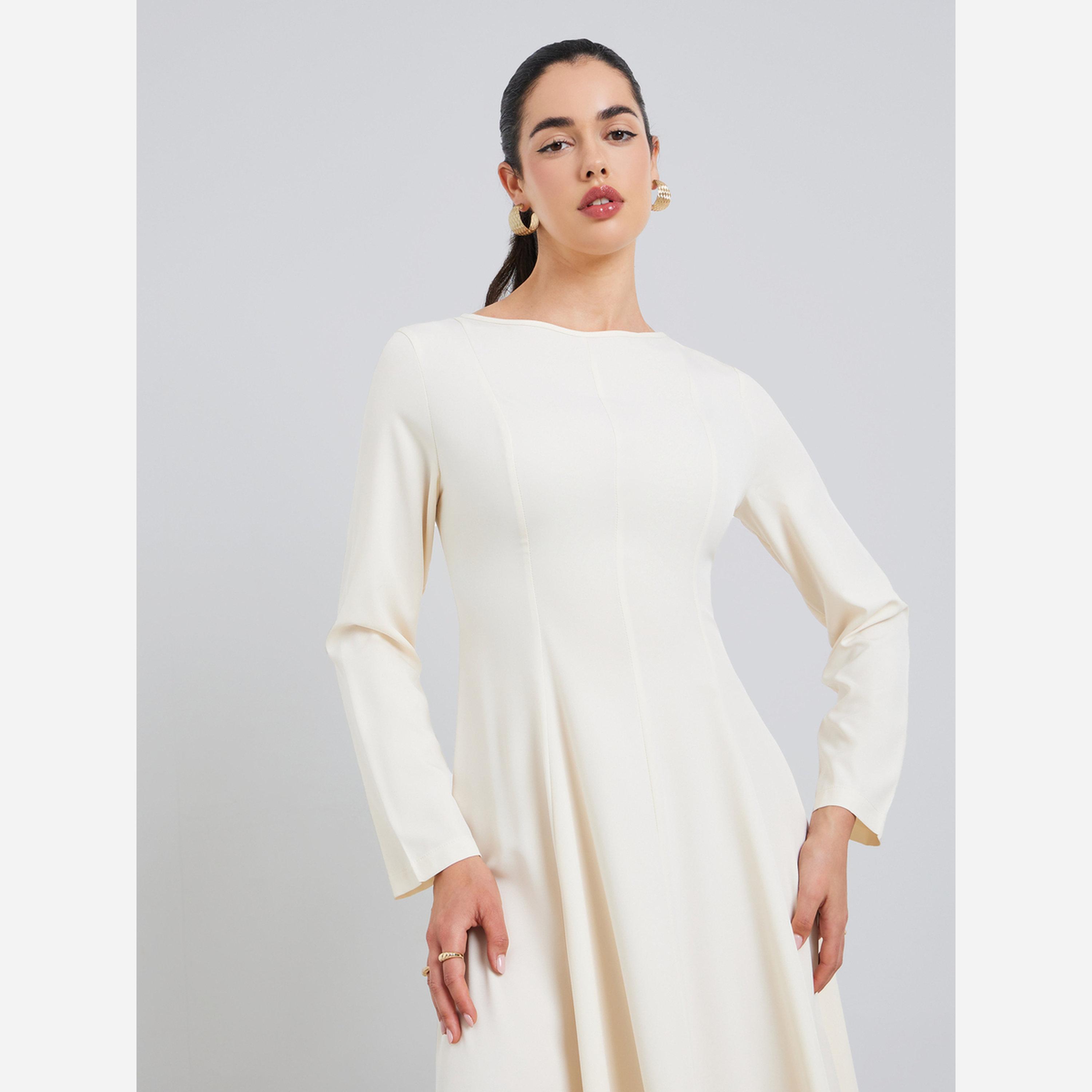 Styli Solid  Irregular Hem Midi Dress-women-clothing-dresses-image-2