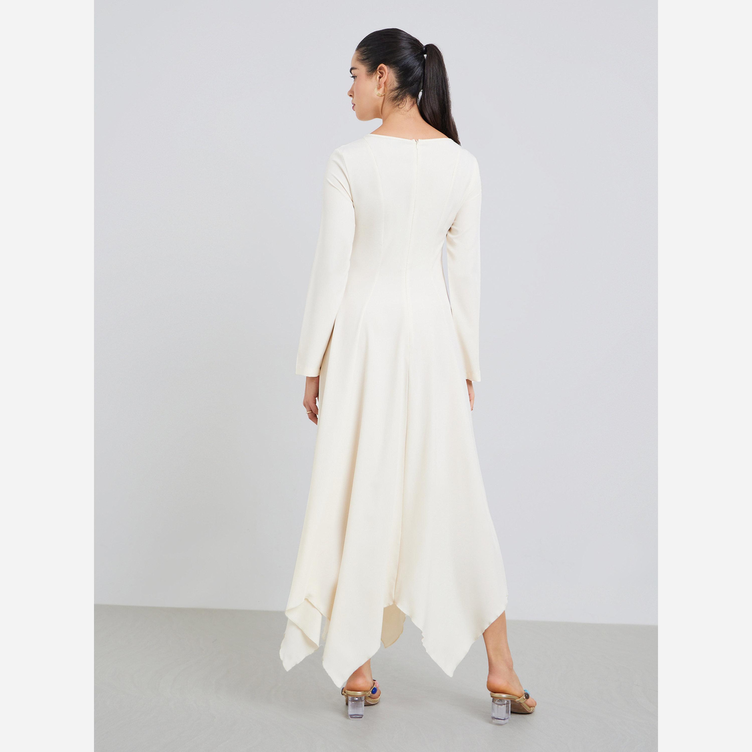 Styli Solid  Irregular Hem Midi Dress-women-clothing-dresses-image-4
