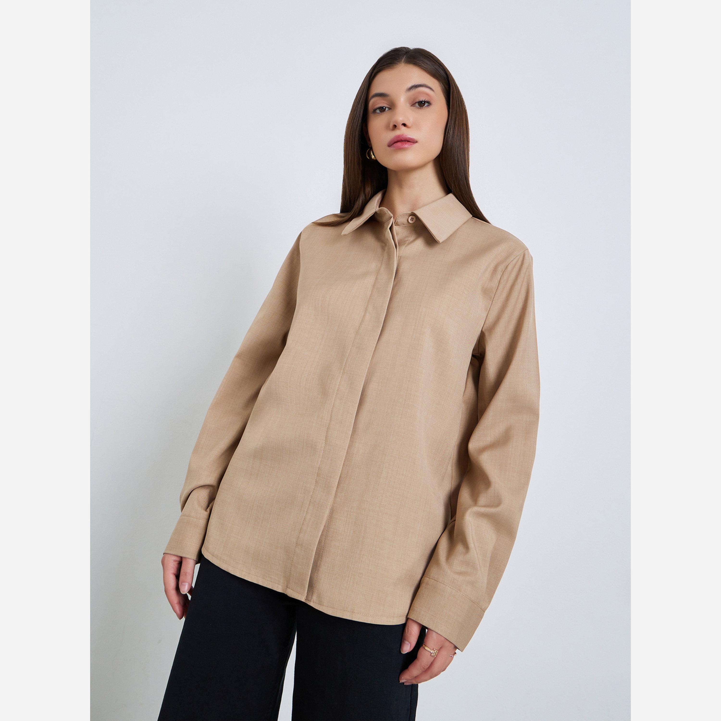 Styli Solid Casual Oversize Shirts-women-clothing-shirtsandblouses-shirts-image-3