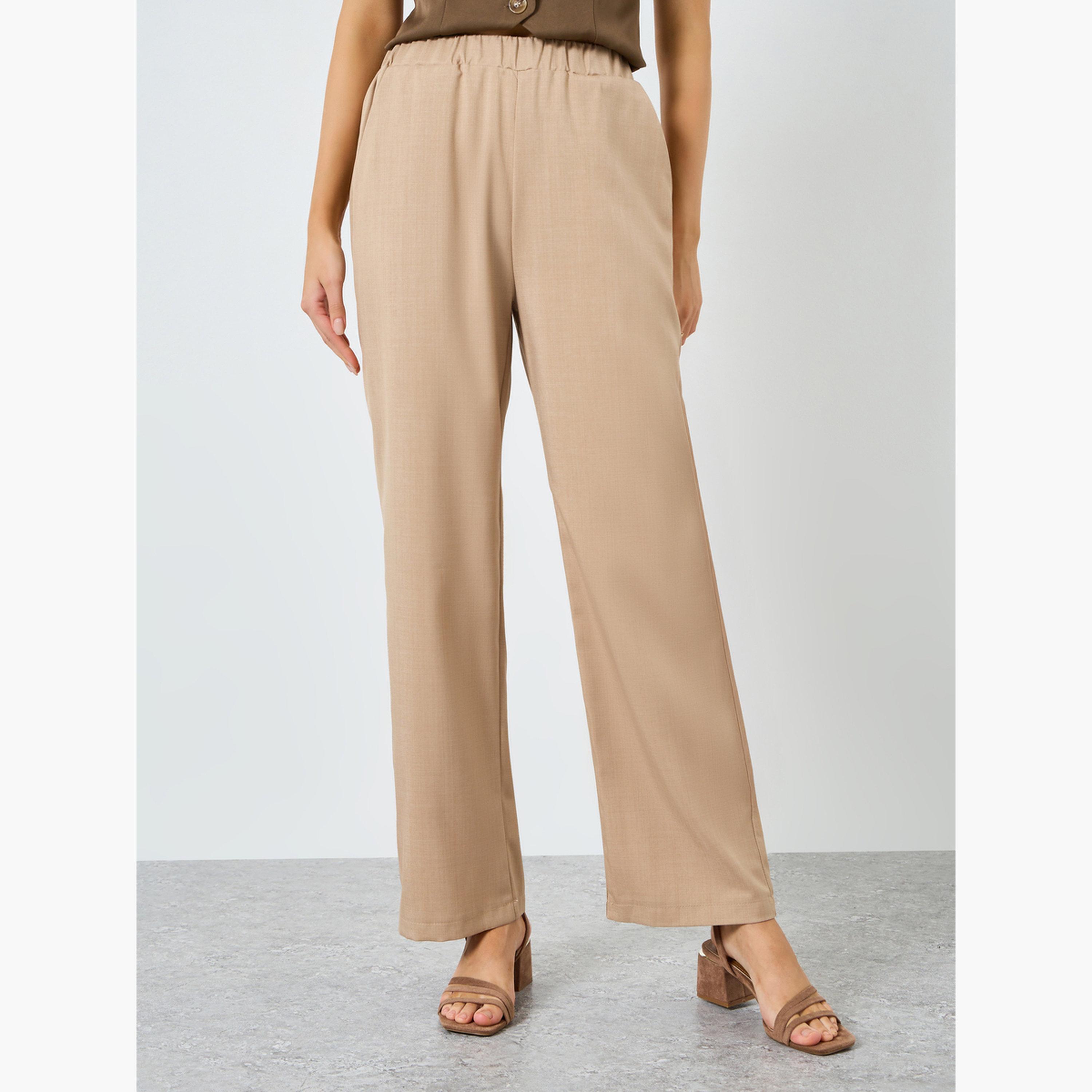 بنطال بأرجل واسعة وخصر مطاطي-women-clothing-bottoms-joggers-image-1