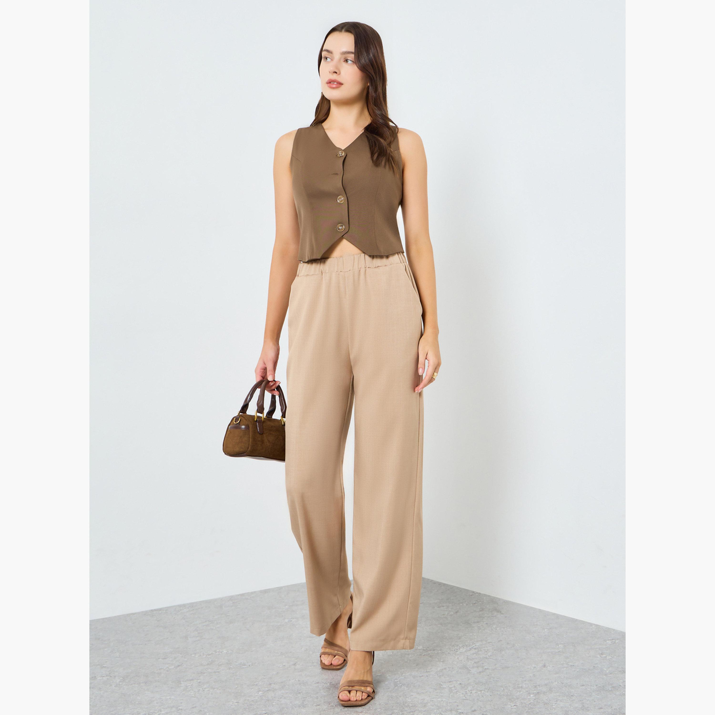 بنطال بأرجل واسعة وخصر مطاطي-women-clothing-bottoms-joggers-image-2