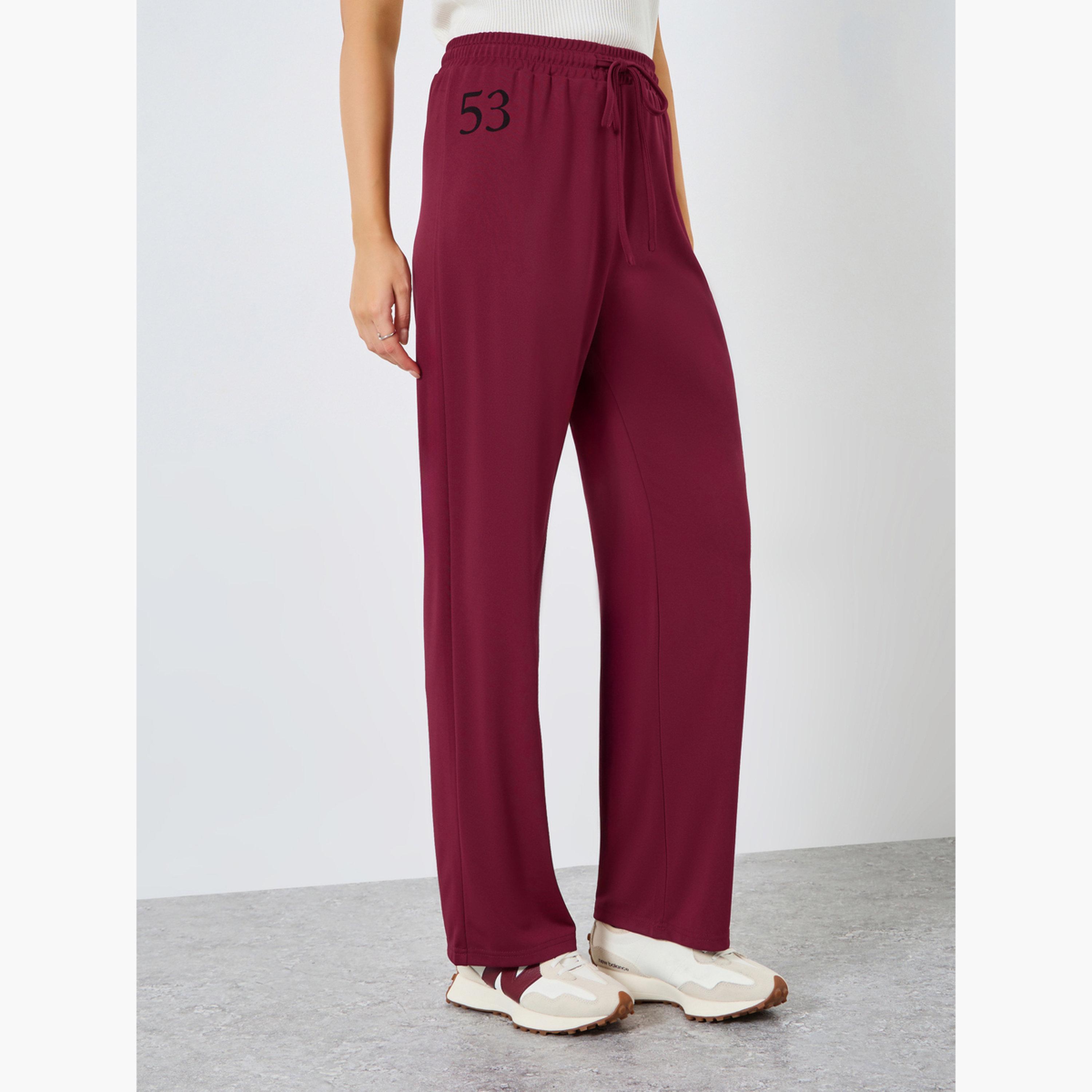 بنطال محبوك واسع مطبوع-women-clothing-bottoms-joggers-image-1