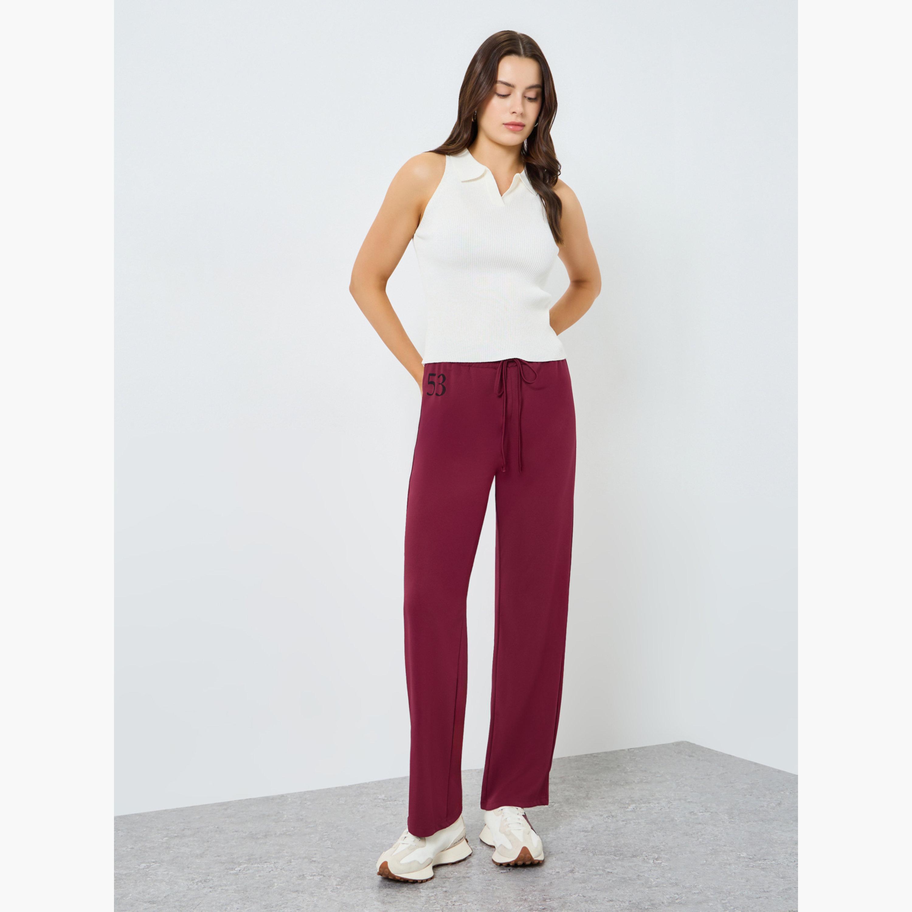 بنطال محبوك واسع مطبوع-women-clothing-bottoms-joggers-image-2