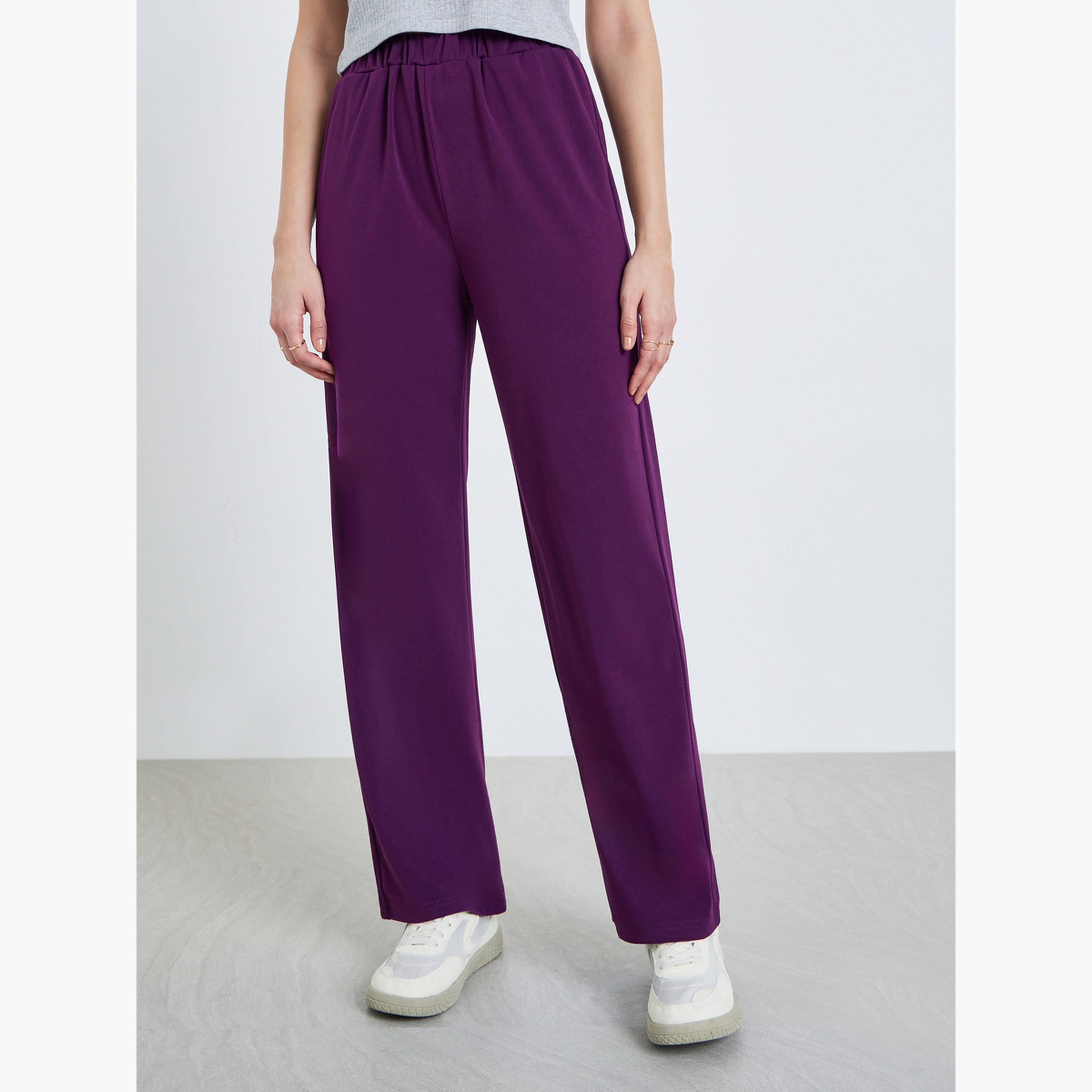 Styli Women Purple Wide Leg Pants-women-clothing-bottoms-joggers-image-1