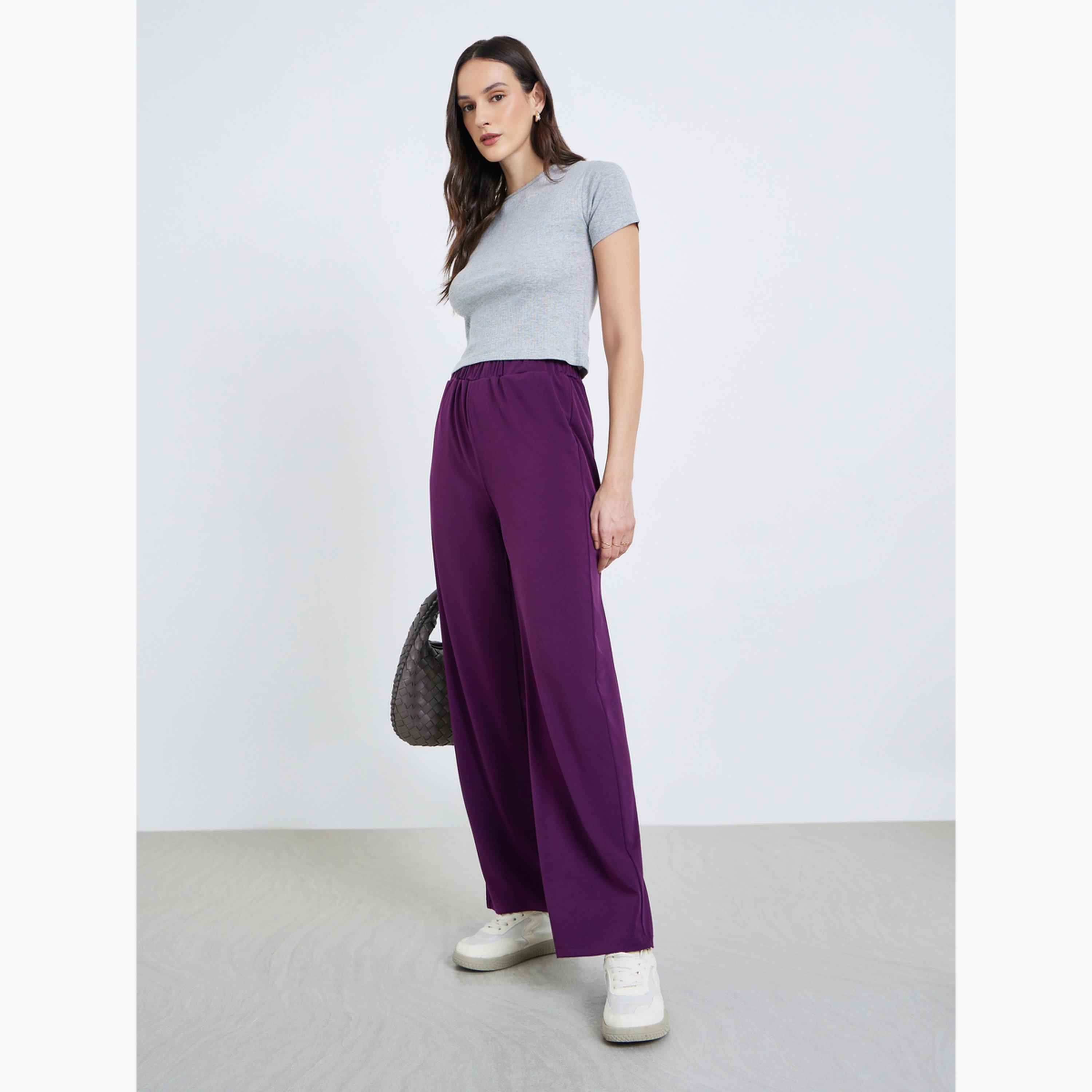 Styli Women Purple Wide Leg Pants-women-clothing-bottoms-joggers-image-2