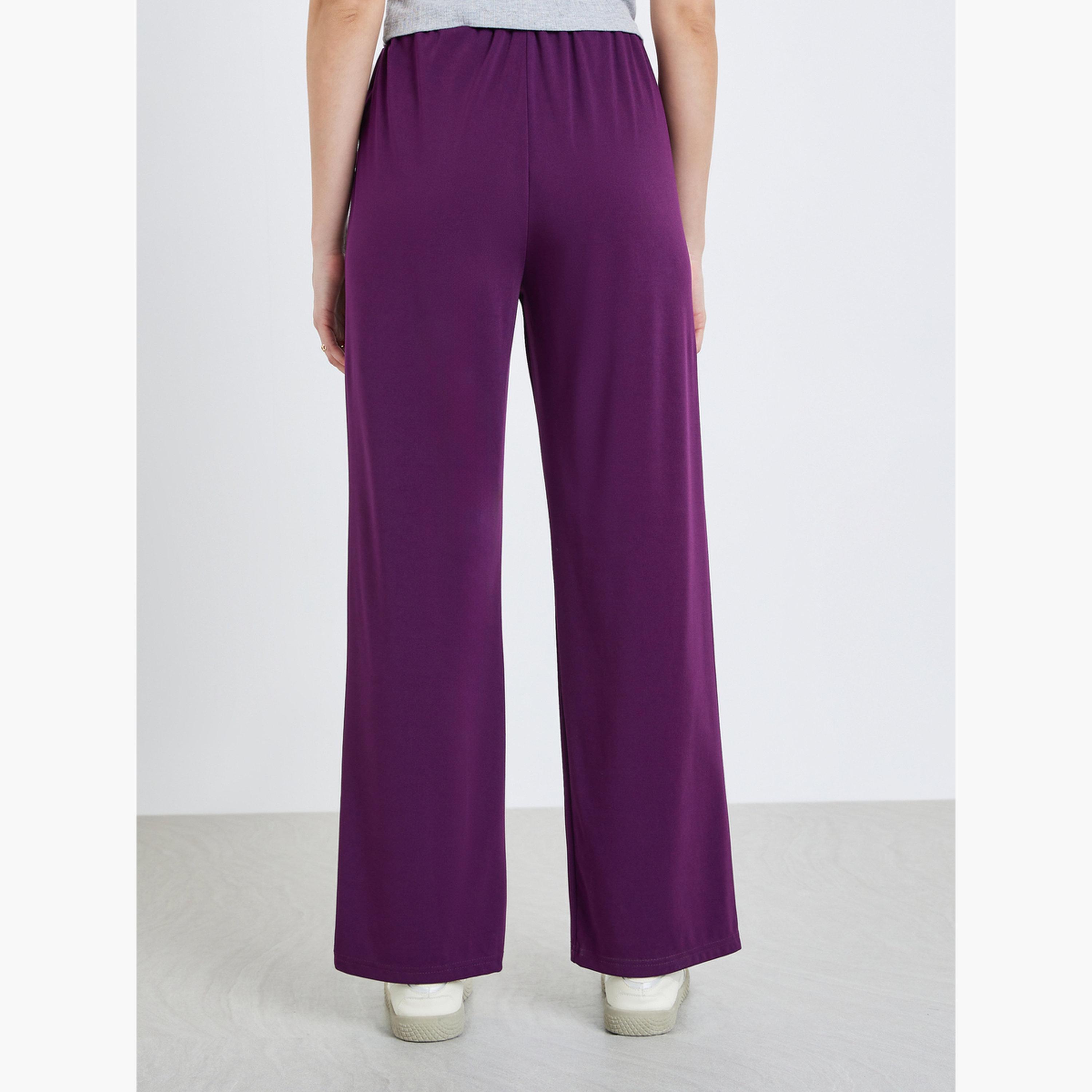 Styli Women Purple Wide Leg Pants-women-clothing-bottoms-joggers-image-4