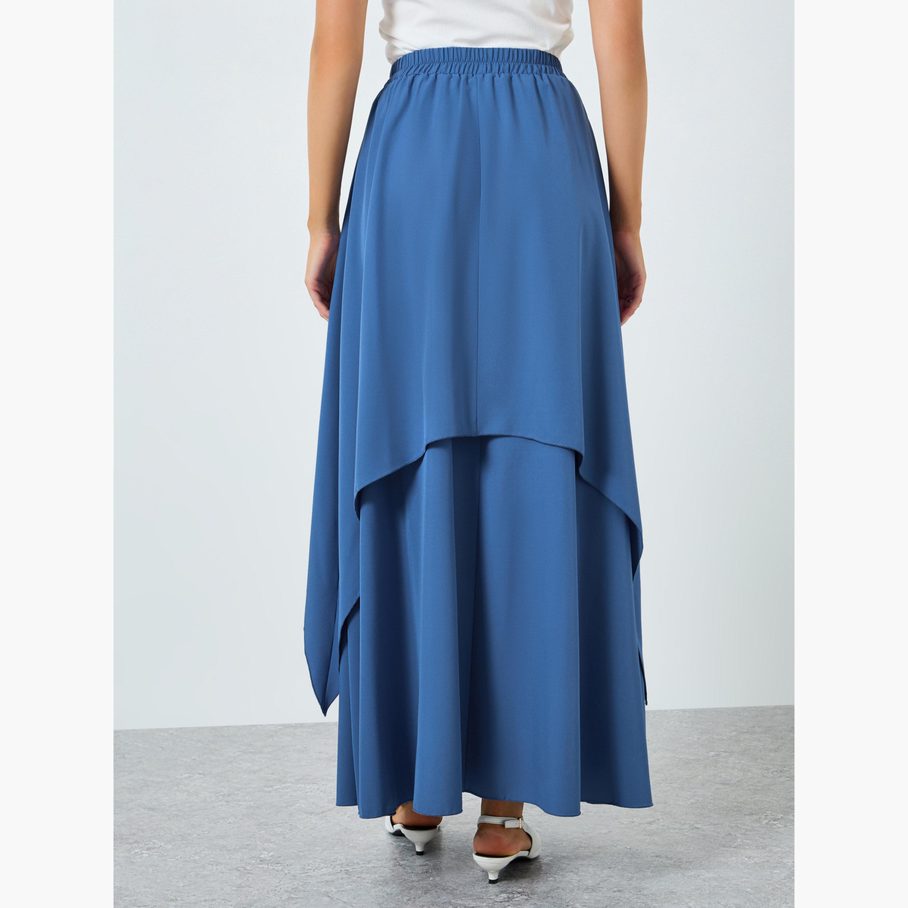 Styli Women Blue Double-Layer Ruffled Maxi Skirt-women-clothing-bottoms-skirts-image-4