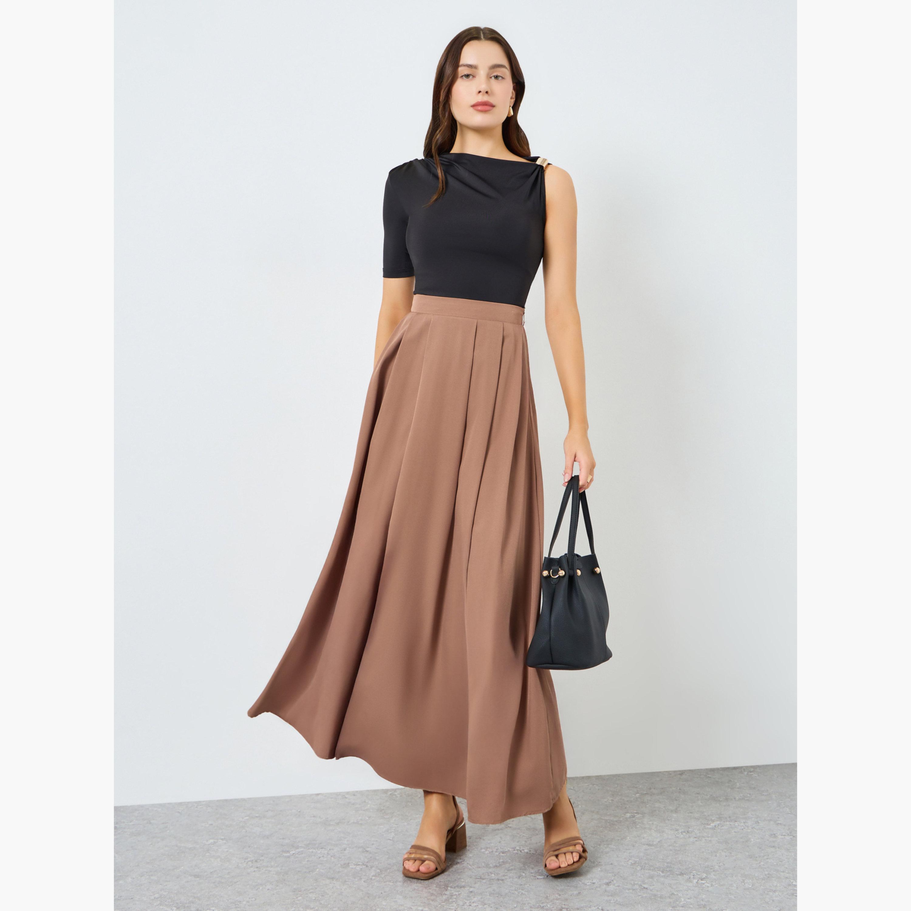 تنورة طويلة بليسيه بحافة واسعة-women-clothing-bottoms-skirts-image-2