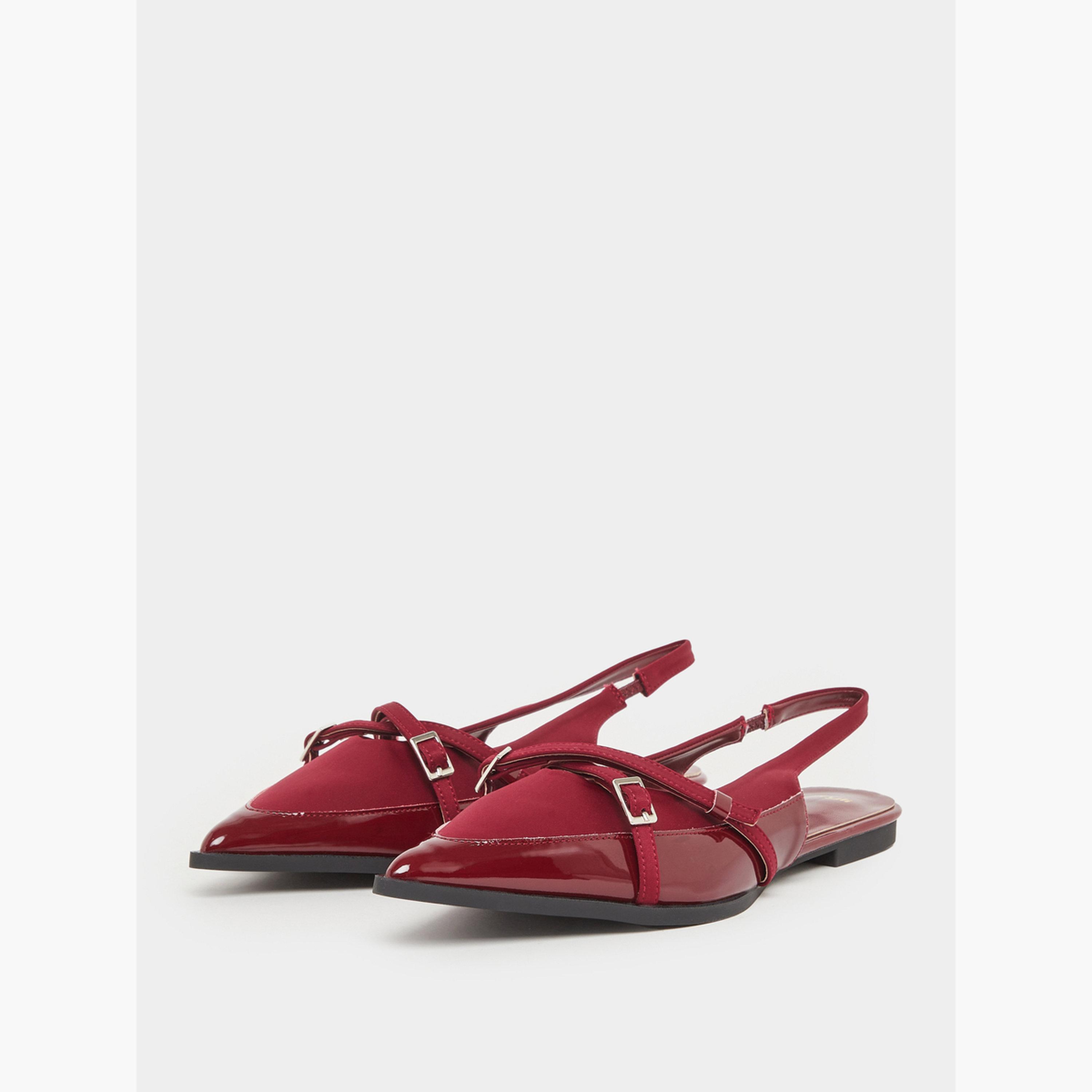 Styli Burgundy Pointed-Toe Slingback Flats-women-shoes-sandals-flats-image-1