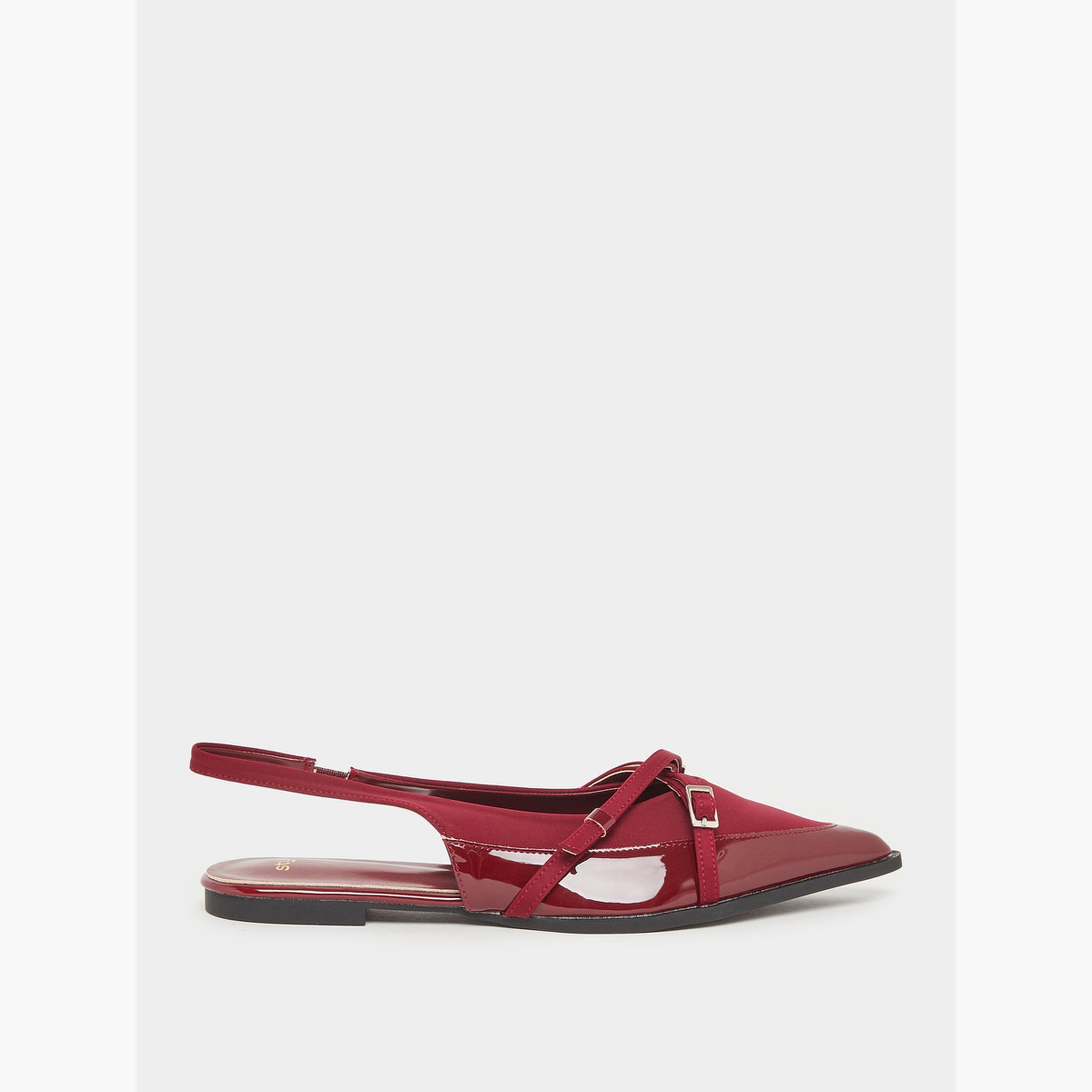 Styli Burgundy Pointed-Toe Slingback Flats-women-shoes-sandals-flats-image-2