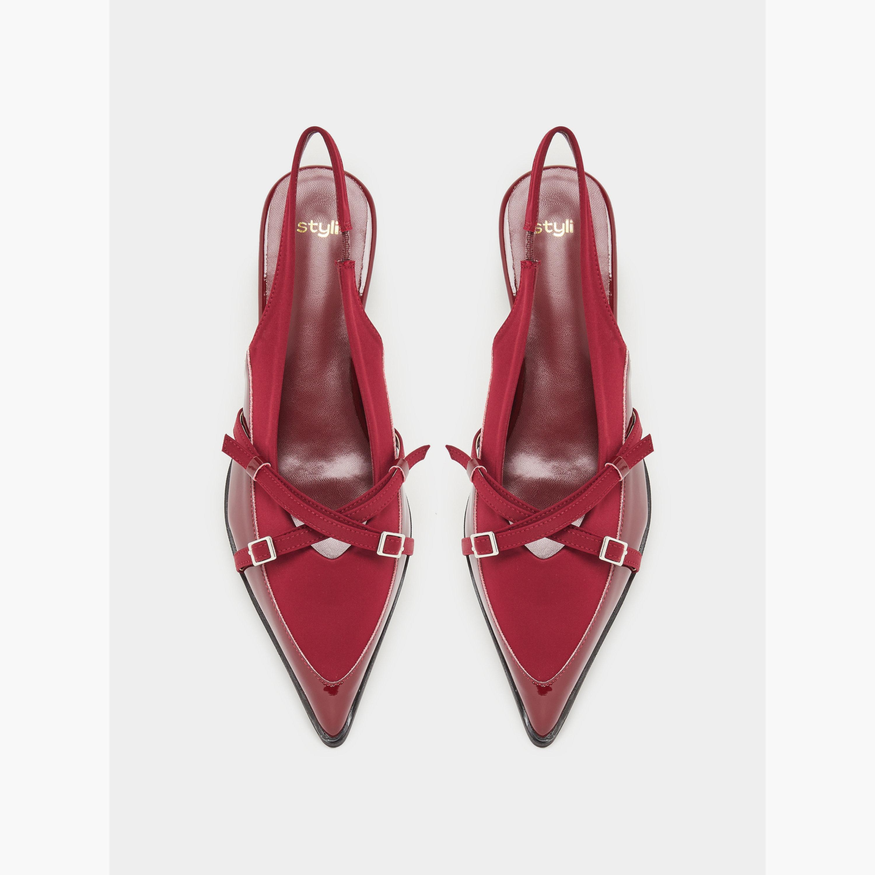 Styli Burgundy Pointed-Toe Slingback Flats-women-shoes-sandals-flats-image-3
