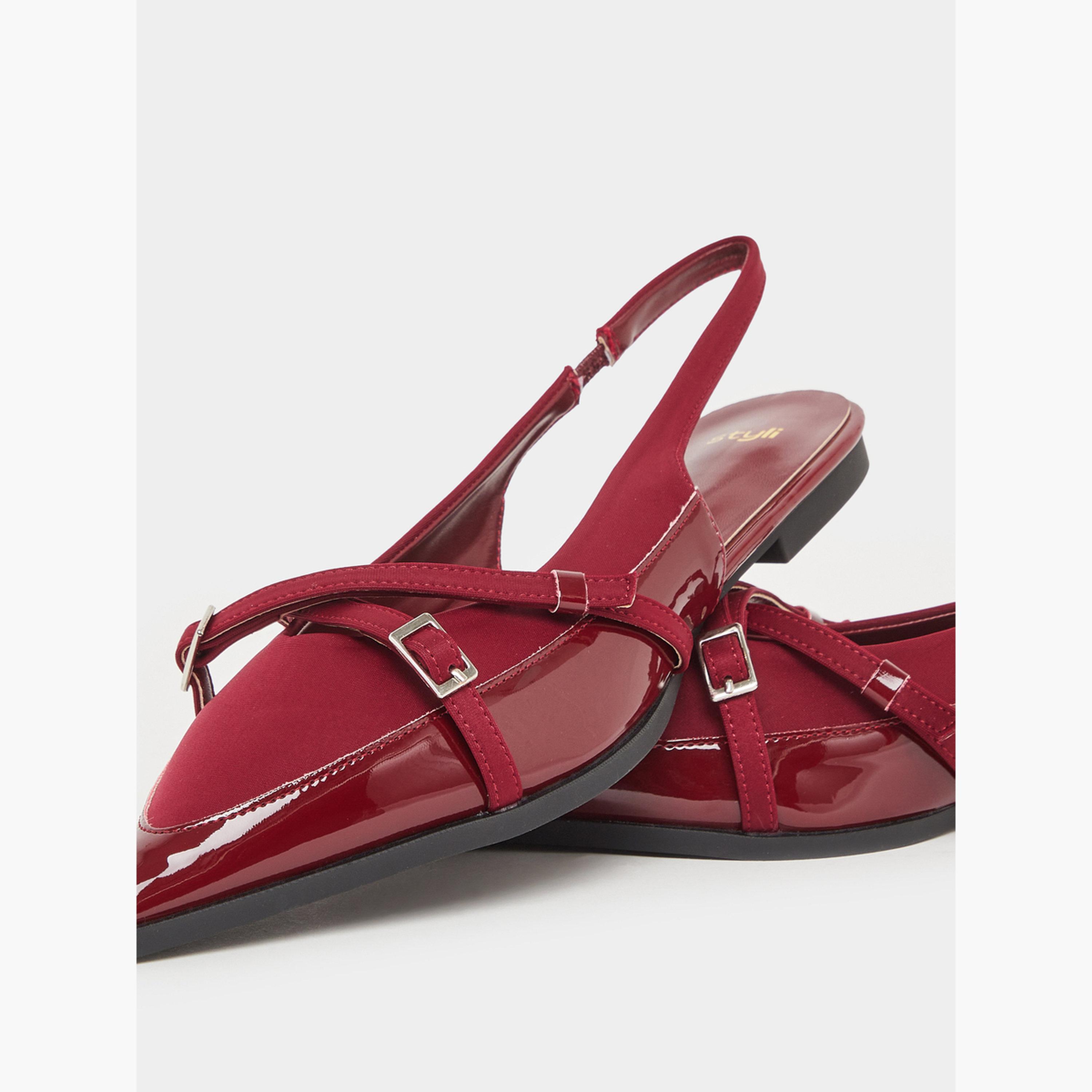 Styli Burgundy Pointed-Toe Slingback Flats-women-shoes-sandals-flats-image-4