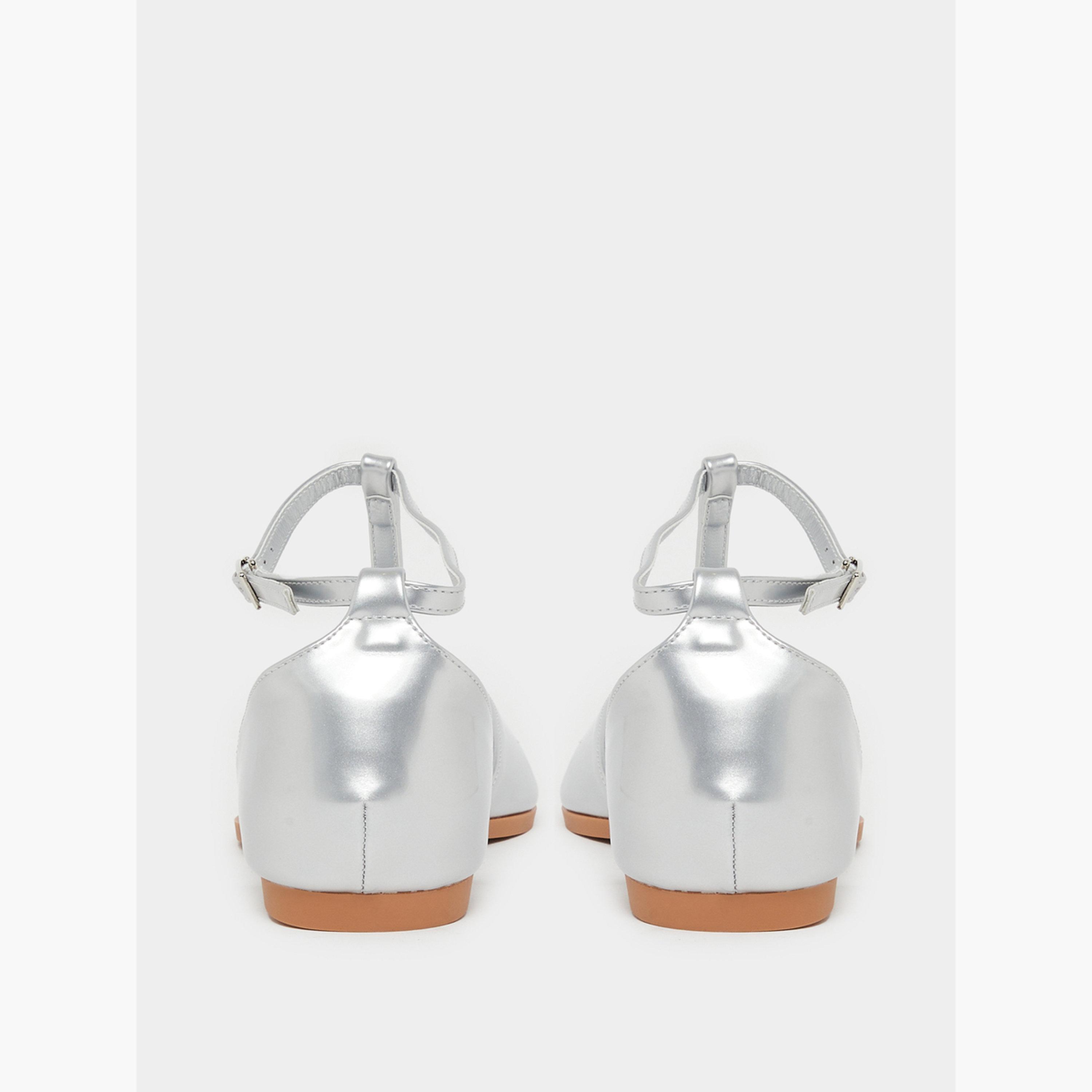 Styli Silver T-Strap Flats Shoes-women-shoes-flats-ballerinas-image-5