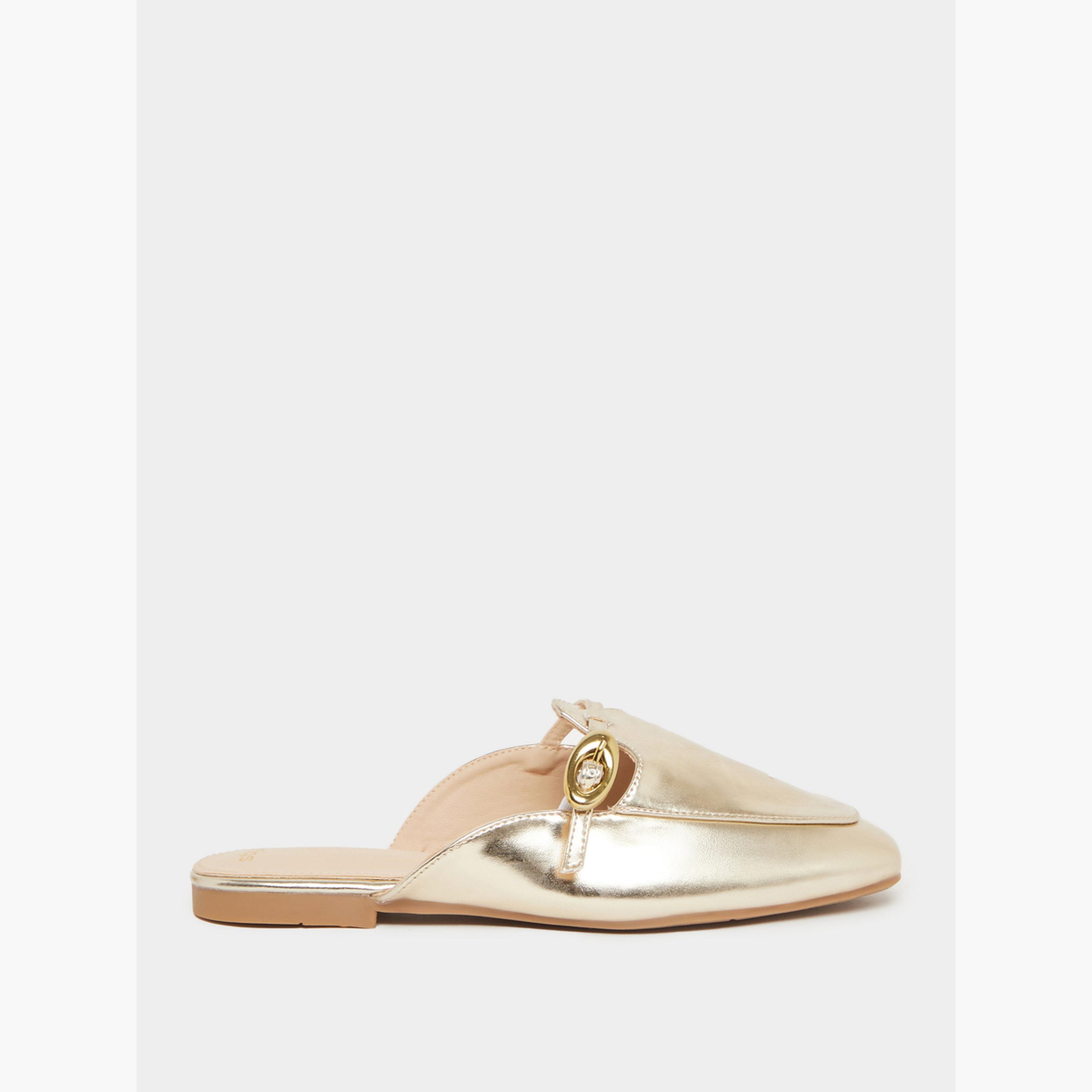 Styli Women Gold Metallic Flat Mules-women-shoes-flats-mules-image-2