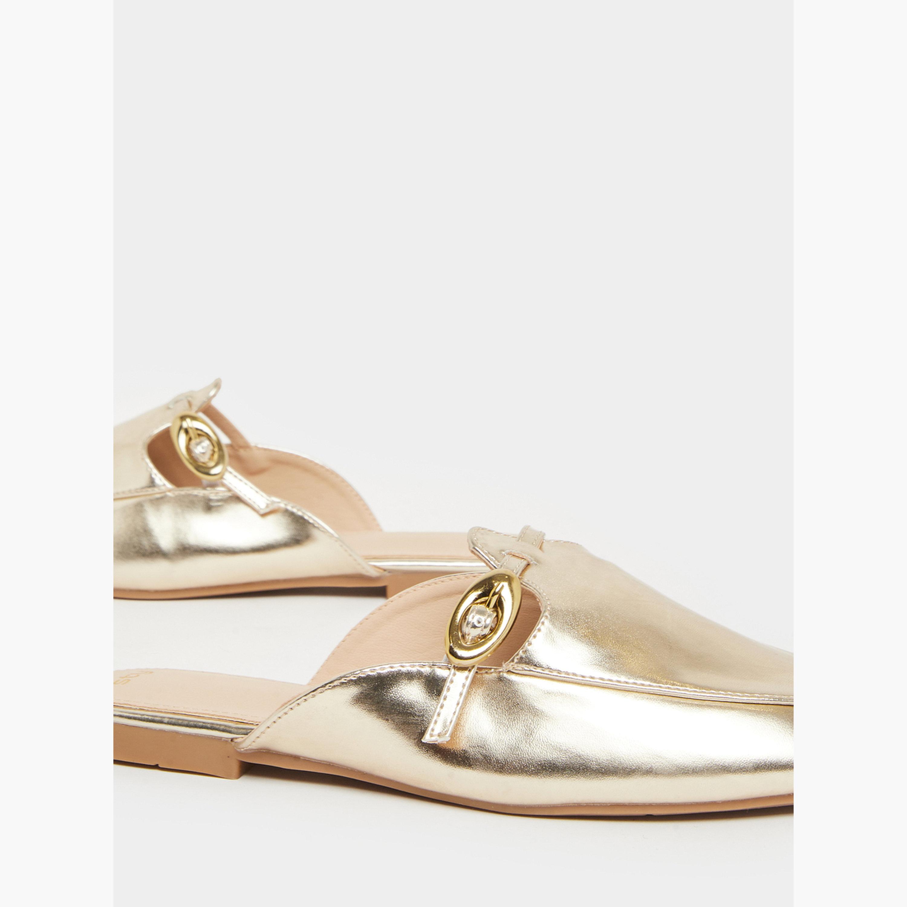 Styli Women Gold Metallic Flat Mules-women-shoes-flats-mules-image-4