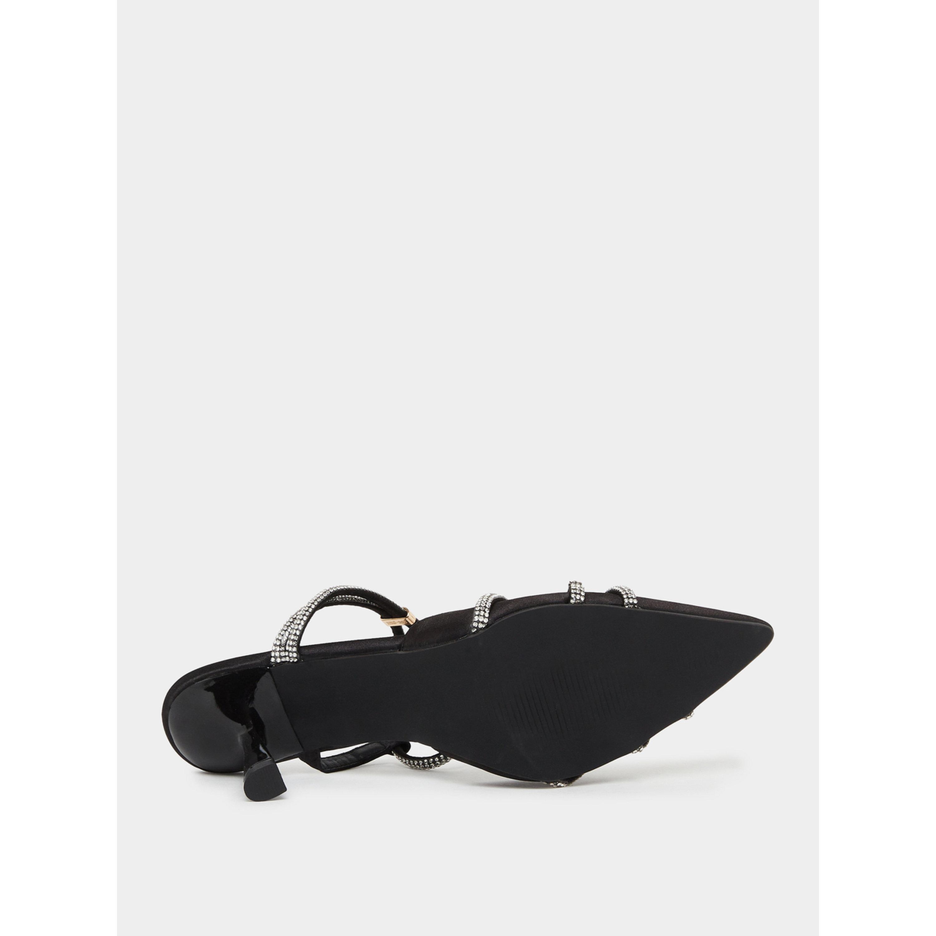 Styli Black Embellished Satin Kitten Heels Shoes-women-shoes-heels-image-5