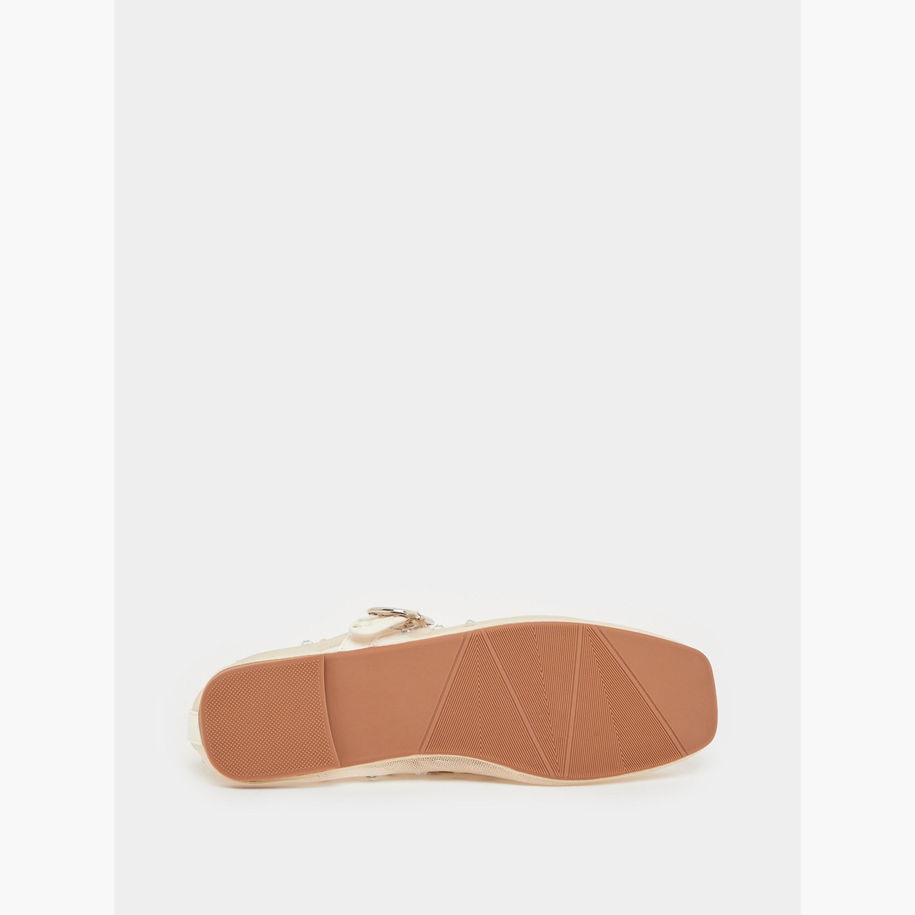 Styli Beige Polka Dot Embellished Ballerina-women-shoes-flats-loafers-image-6