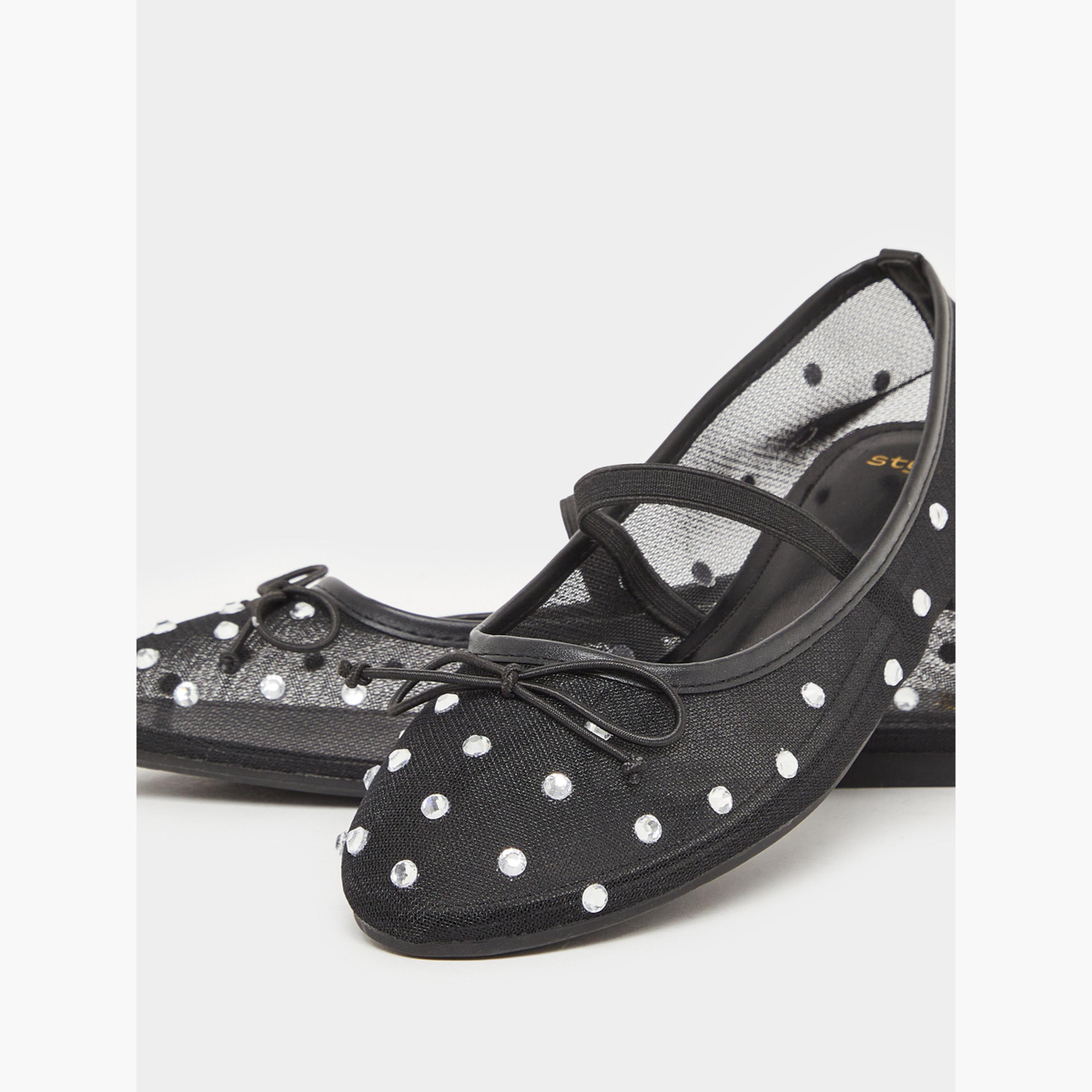 حذاء باليرينا مزين بطبعة نقاط بولكا-women-shoes-flats-ballerinas-image-4