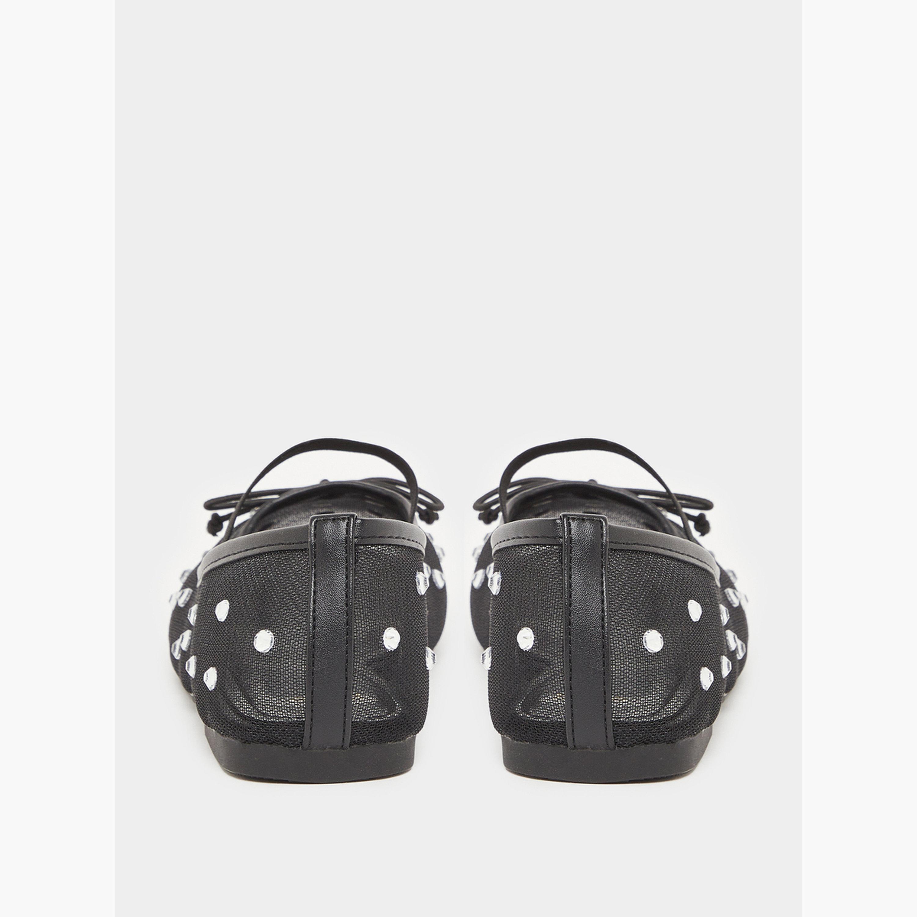 Styli Black Polka Dot Embellished Ballerina-women-shoes-flats-ballerinas-image-5