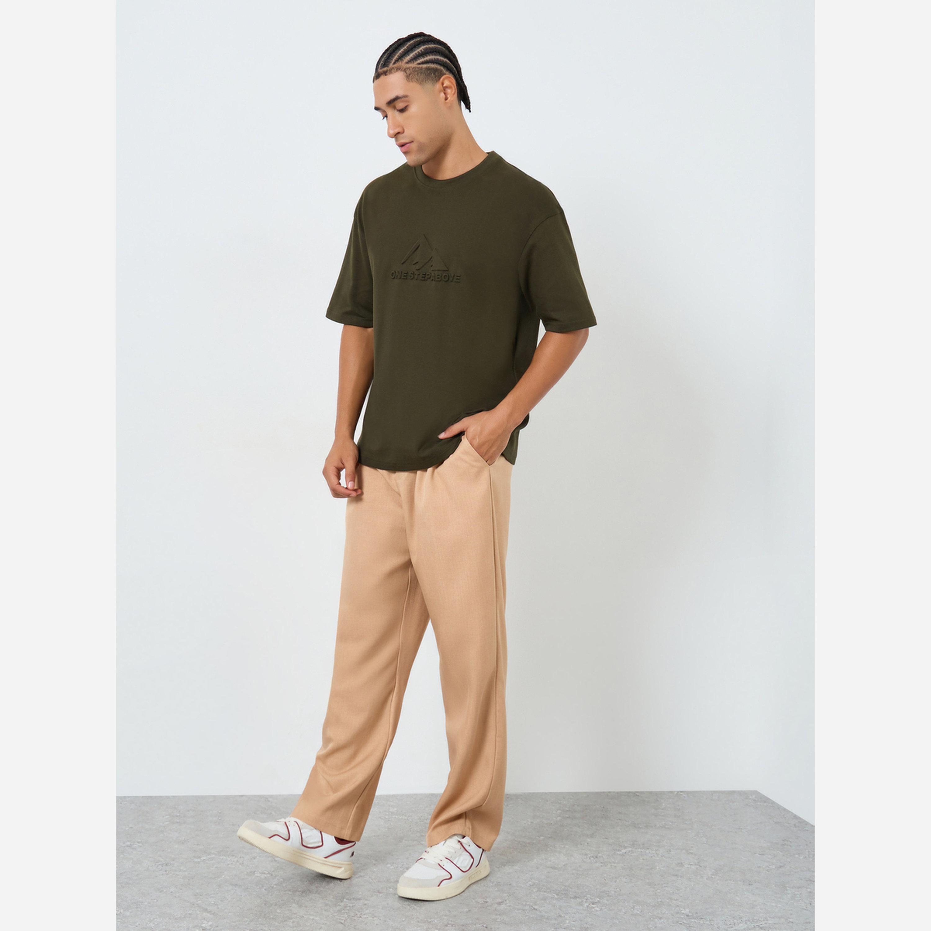 Take Two Men Beige Drawstring Waist Straight Leg Pants-men-clothing-bottoms-trousersandchinos-trousers-image-2