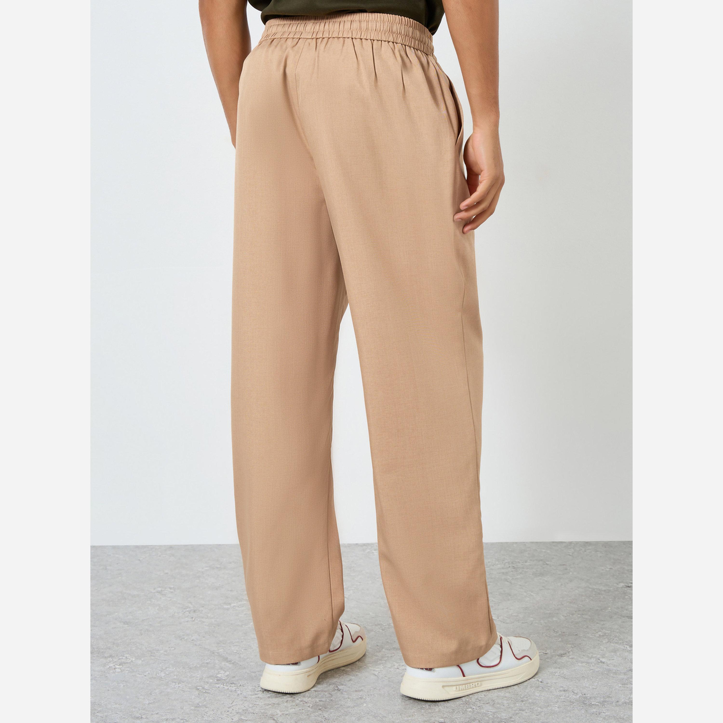 Take Two Men Beige Drawstring Waist Straight Leg Pants-men-clothing-bottoms-trousersandchinos-trousers-image-4