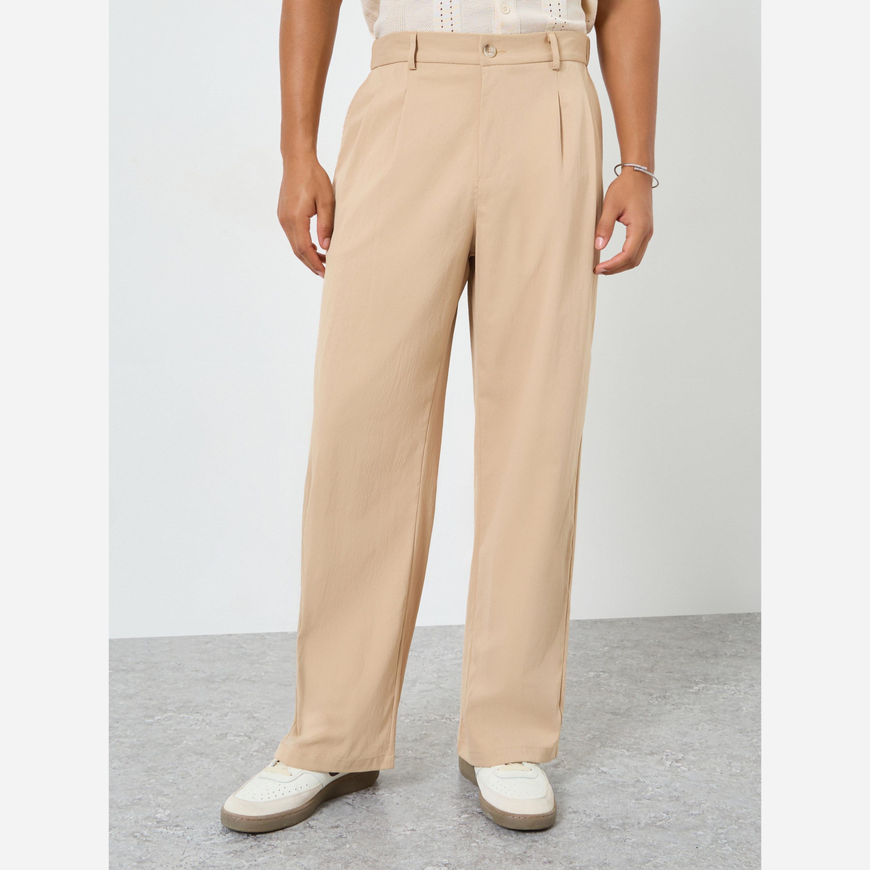Take Two Men Beige Solid Straight Leg Pants-men-clothing-bottoms-trousersandchinos-trousers-image-1