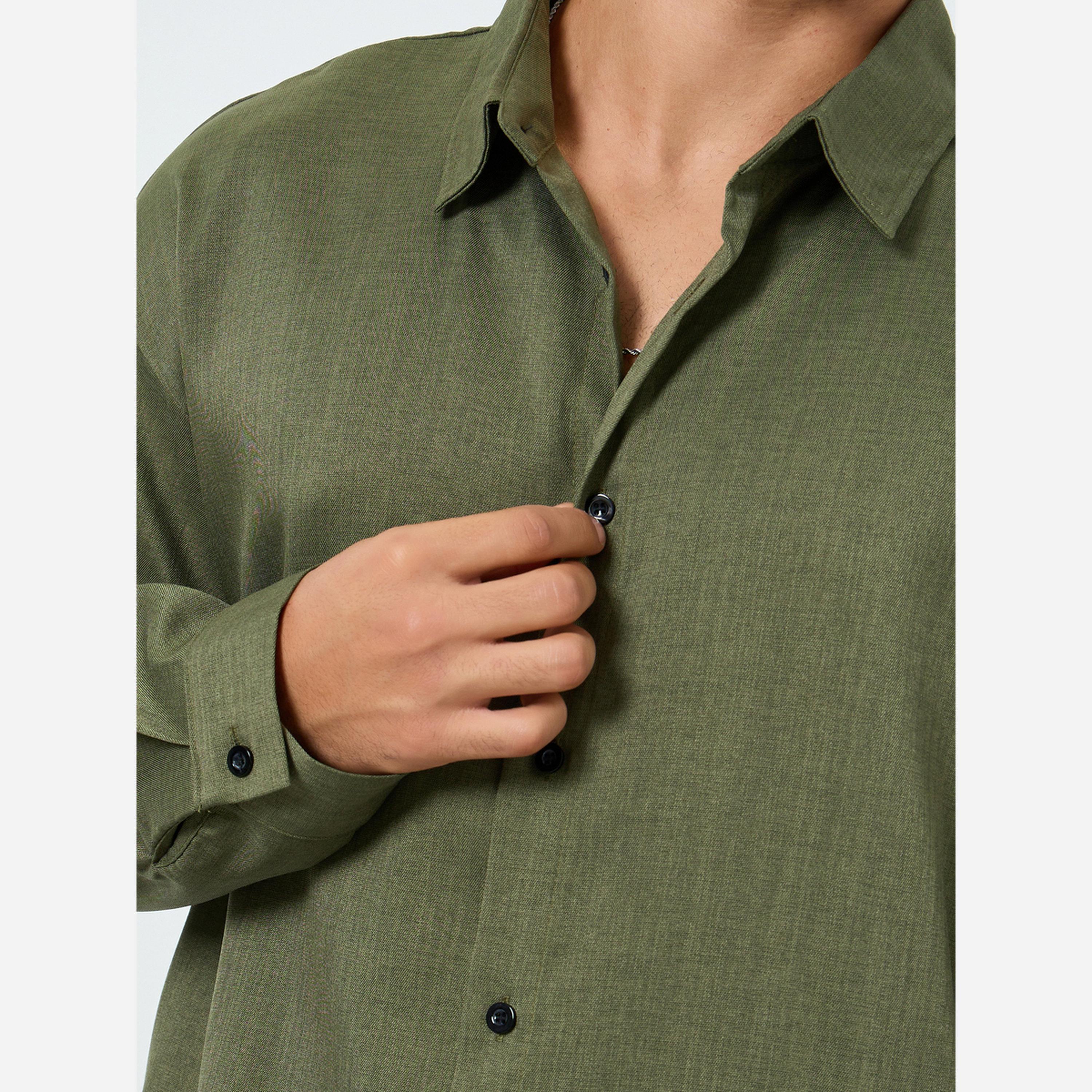 تيك تو - طقم رجالي لون أخضر سادة بأزرار أمامية-men-clothing-coordsets-image-5