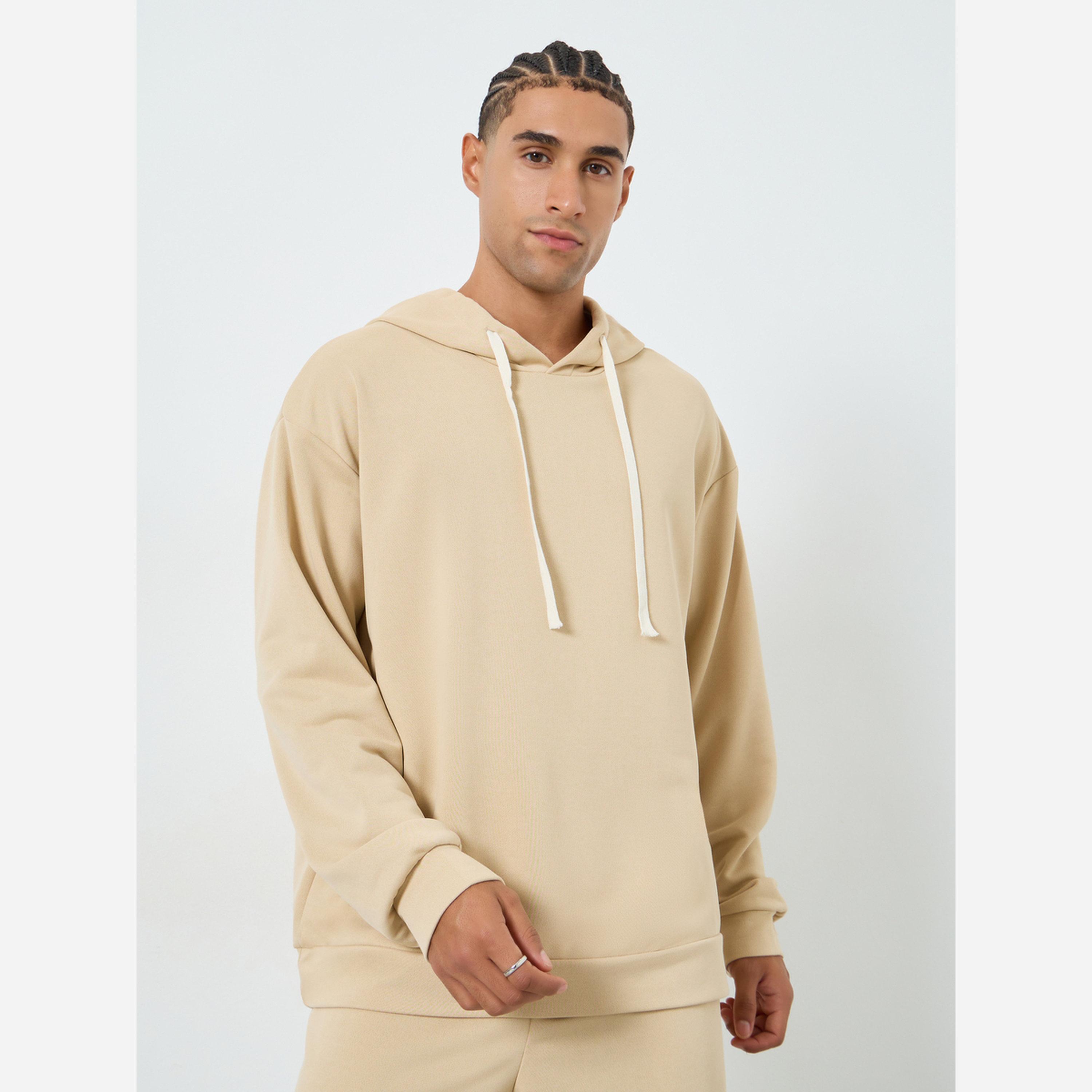 تيك تو - طقم رجالي هودي وبنطال رياضي لون بيج-men-clothing-coordsets-image-2