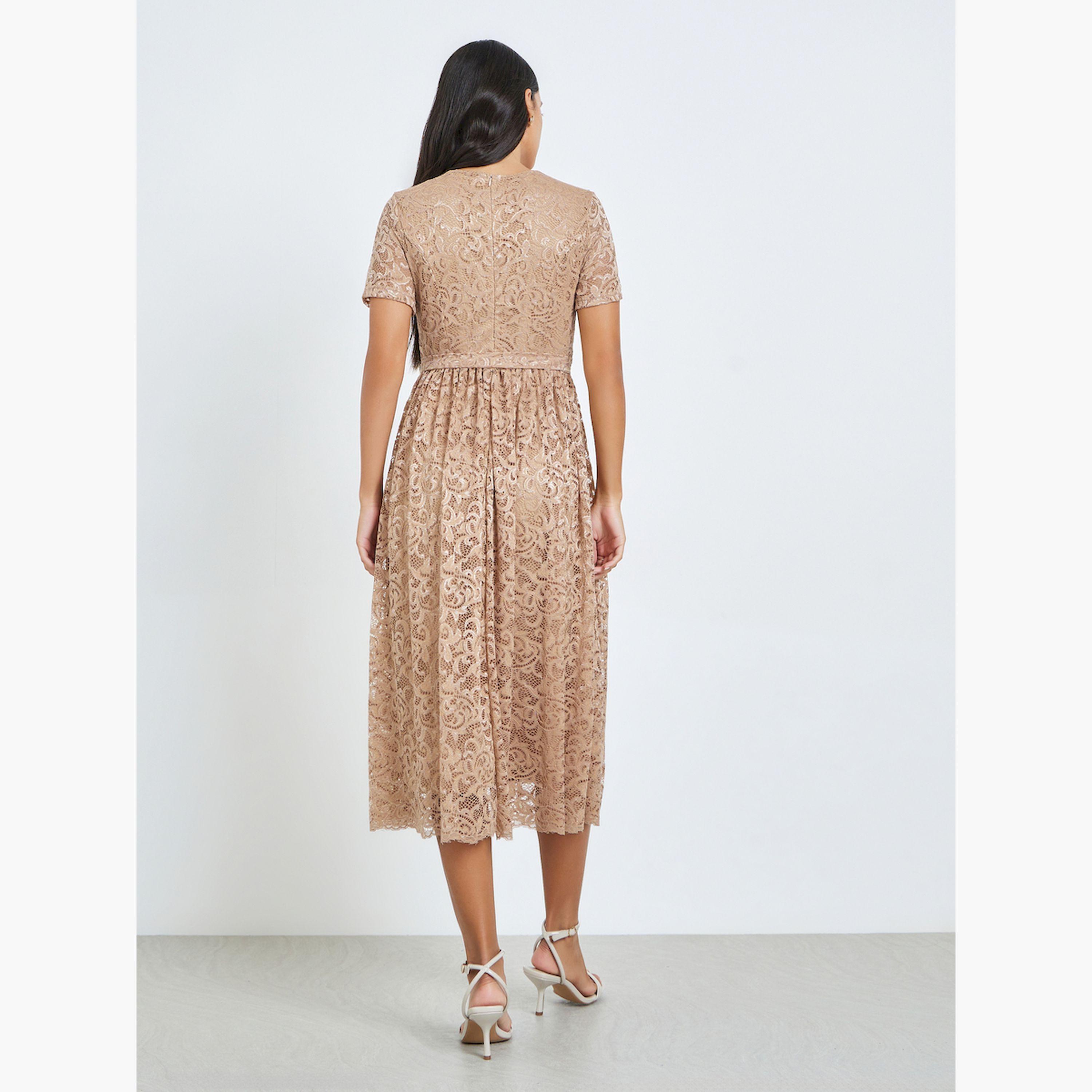 Styli Beige All-Lace A-Line Midi Dress-women-clothing-dresses-image-5