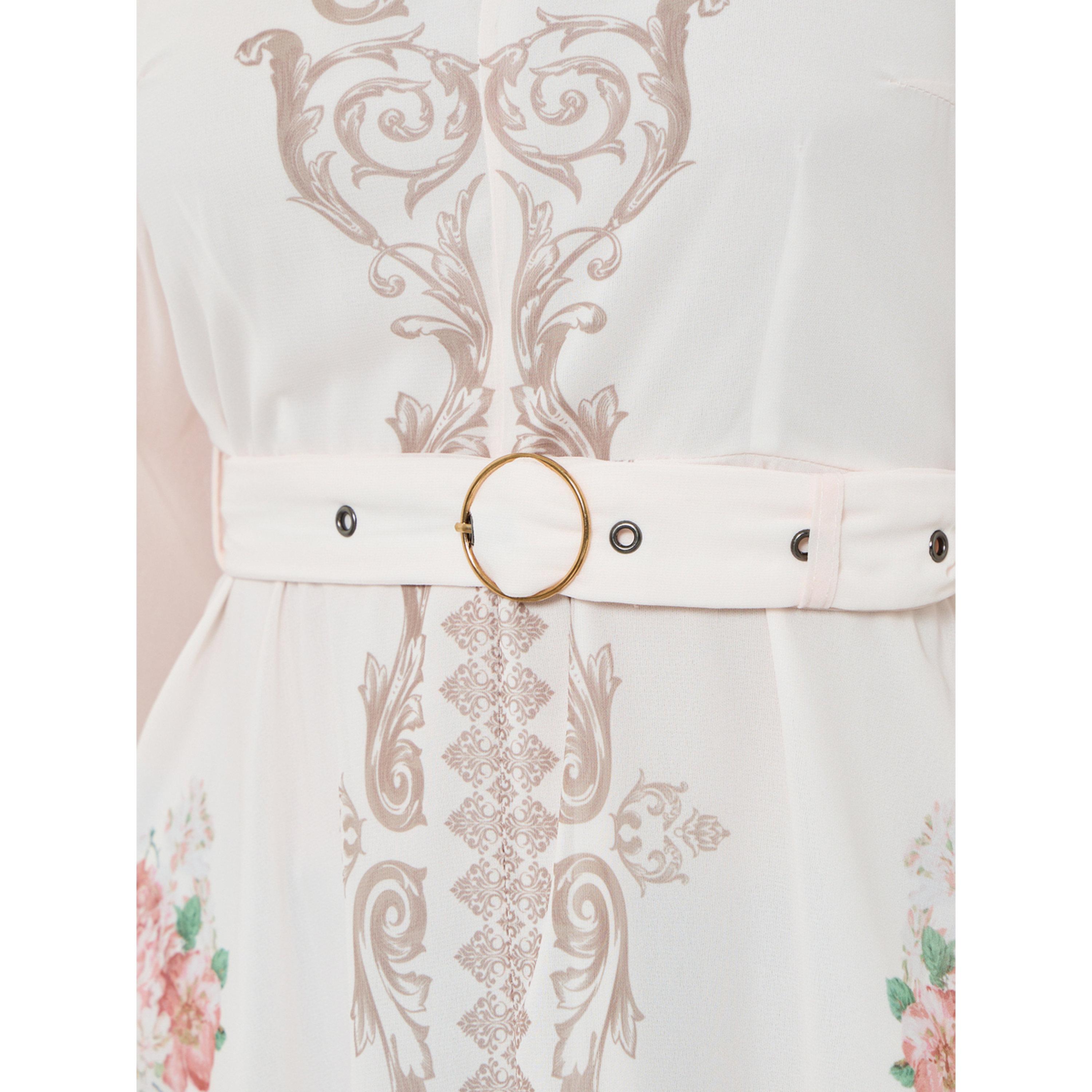 Styli Light Pink Floral Belted Midi Dress-women-clothing-dresses-image-5
