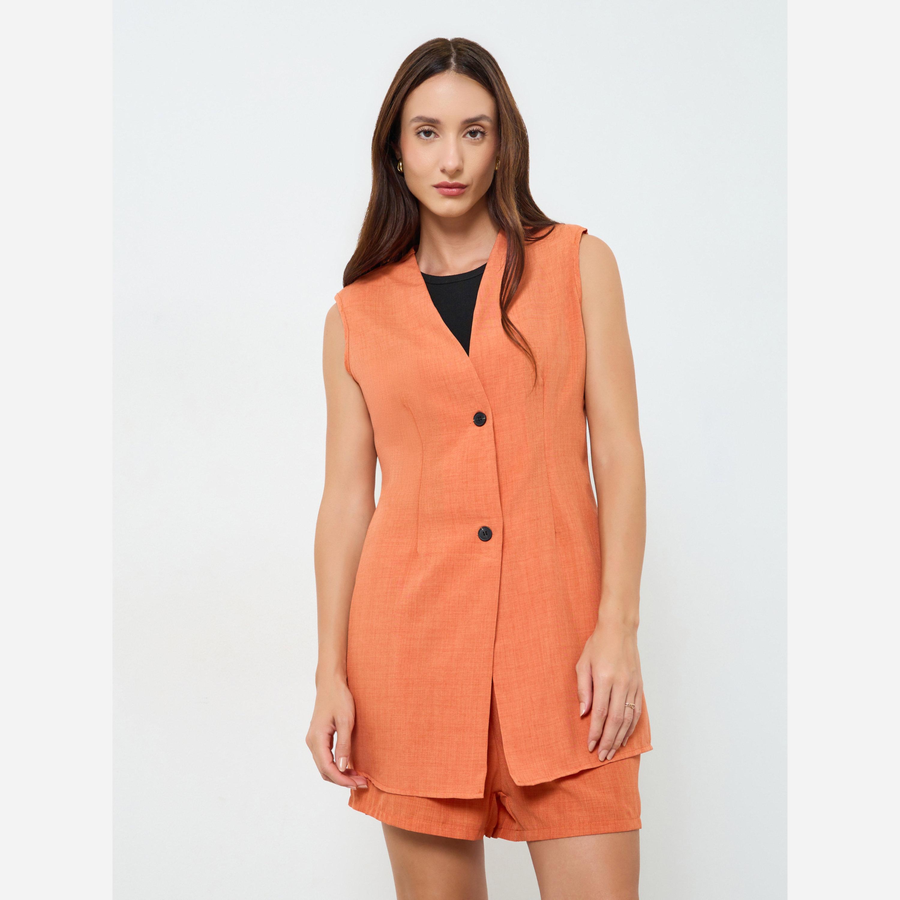 Take Two Women Sleeveless Jacket and Shorts Co-Ords-women-clothing-coordsets-image-4