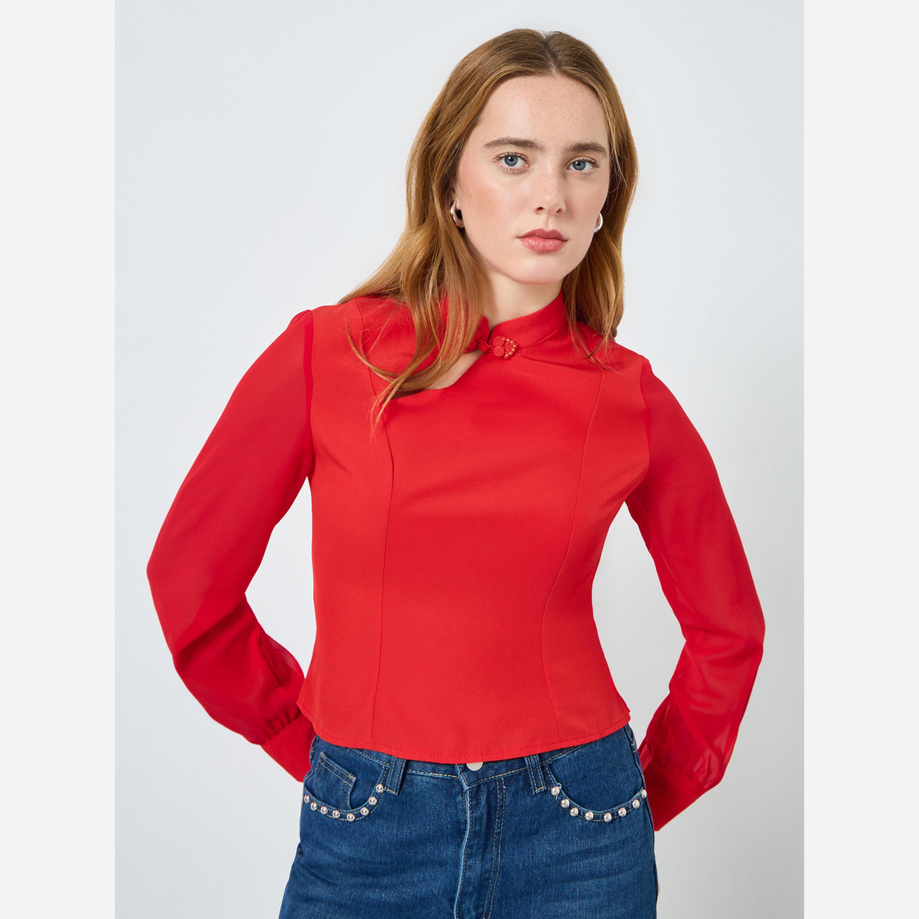 Take Two Women Red Long Sleeve Fitted Top-women-clothing-shirtsandblouses-blouses-image-1