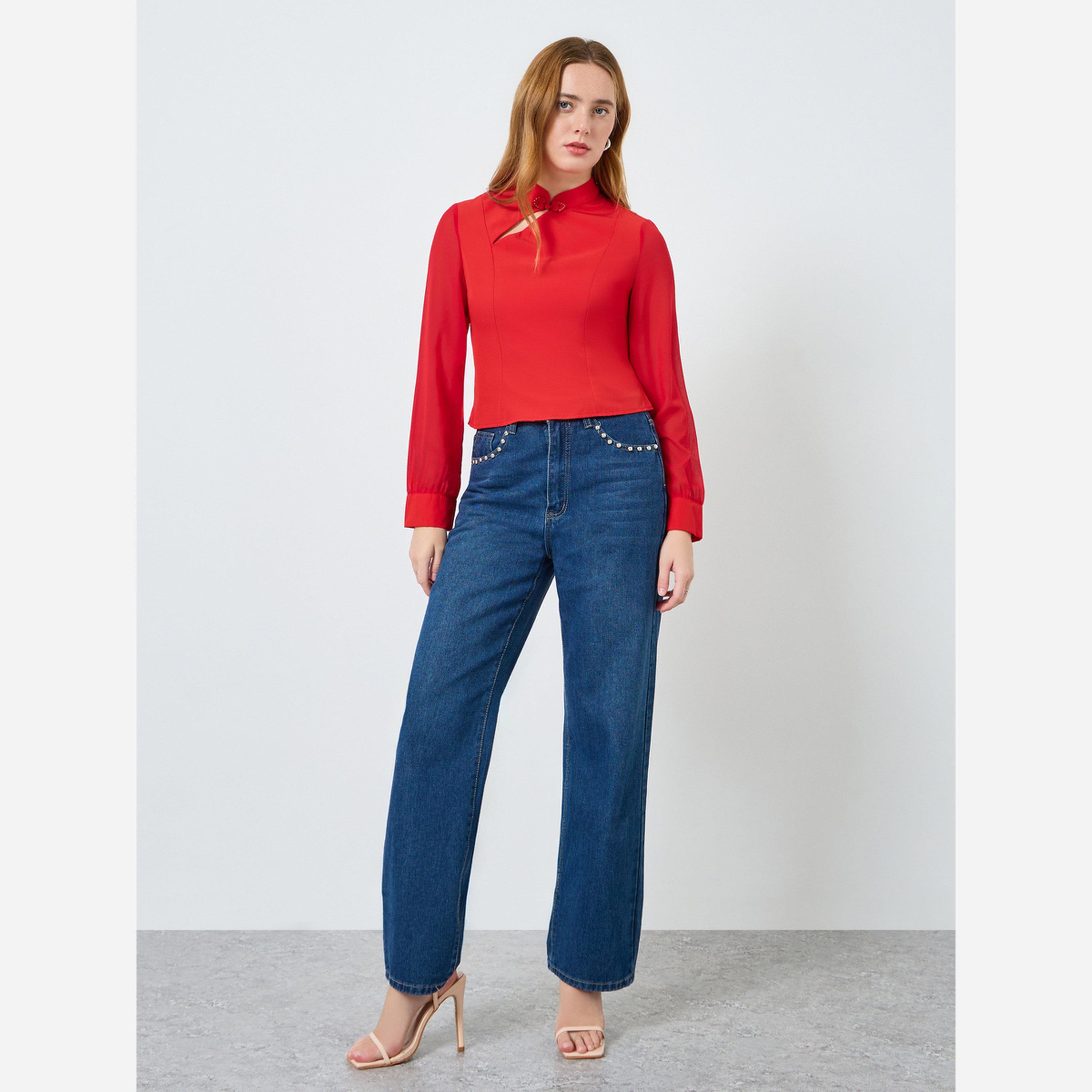 Take Two Women Red Long Sleeve Fitted Top-women-clothing-shirtsandblouses-blouses-image-2