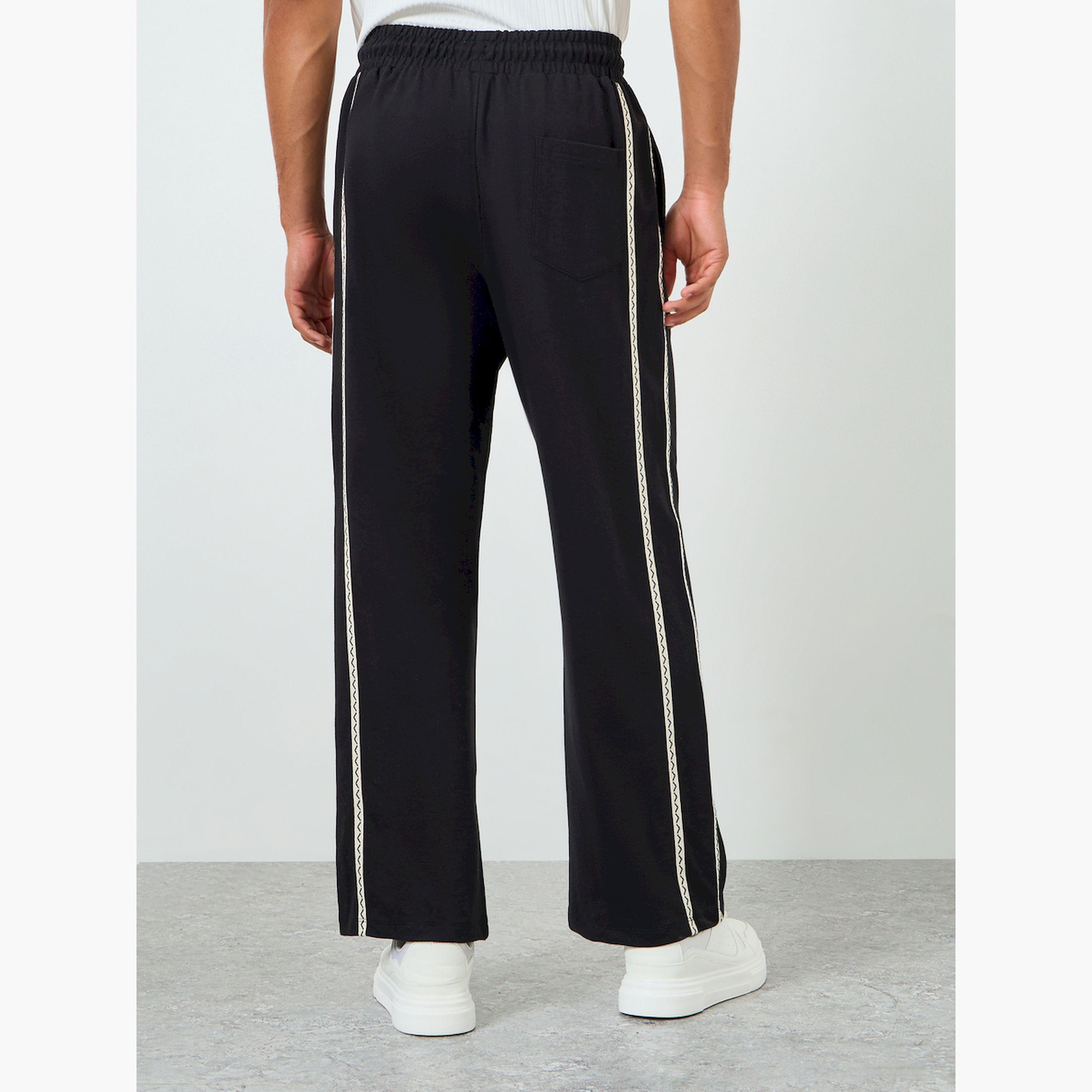 Styli Black Oversized Zig Zag Side Tape Joggers-men-clothing-bottoms-joggers-image-5