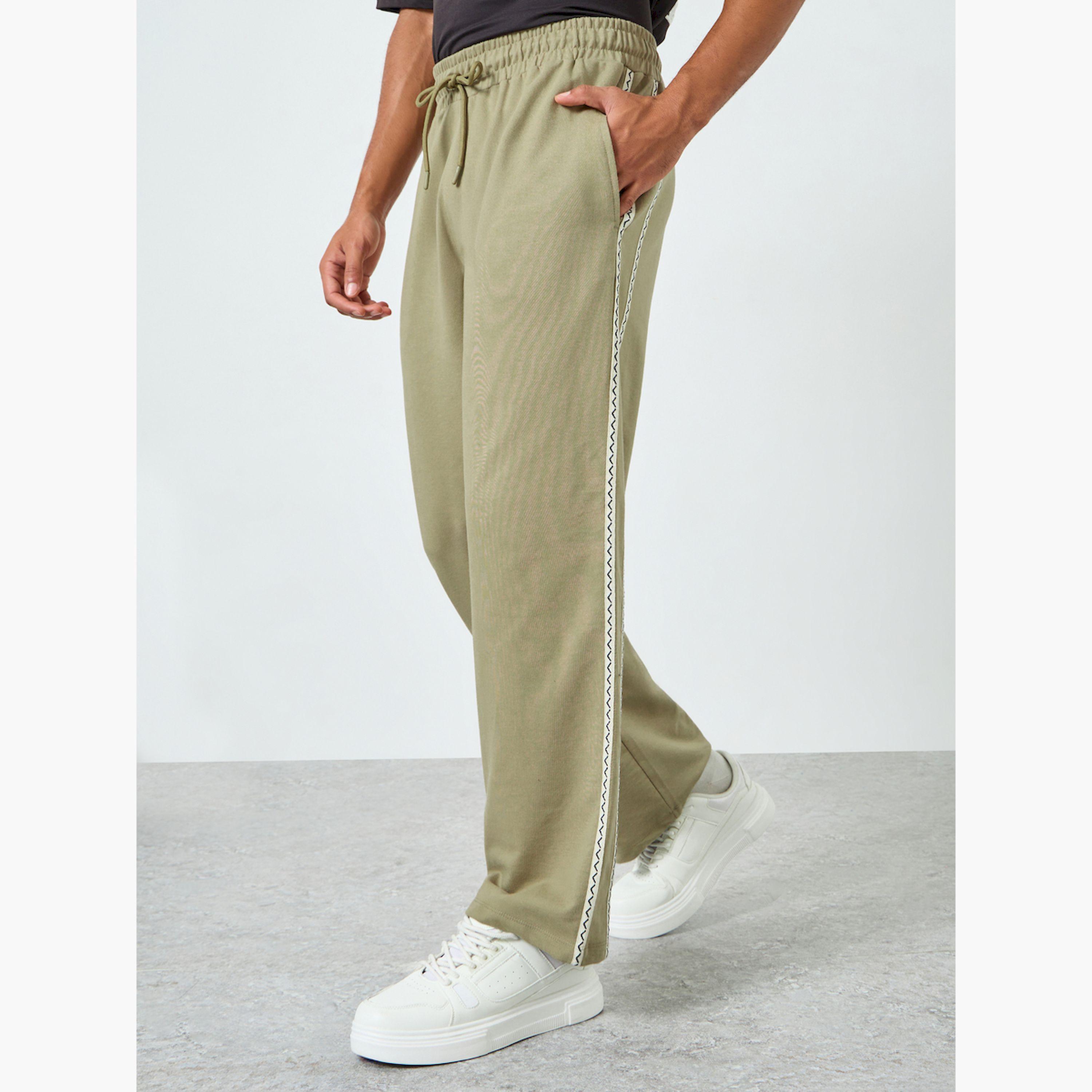 Styli Black Oversized Zig Zag Side Tape Joggers-men-clothing-bottoms-joggers-image-1