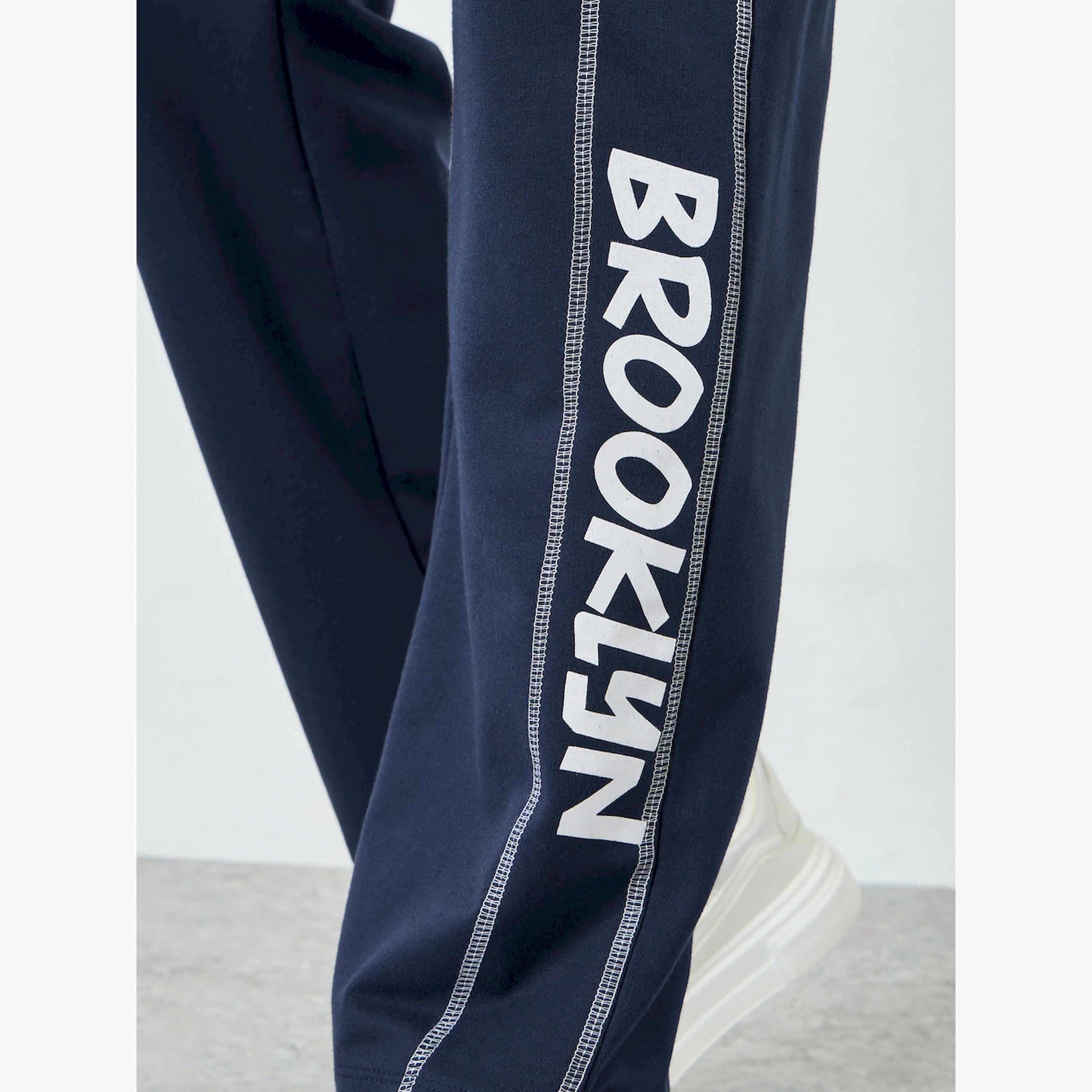 Styli Men Navy Blue Oversized Side Panel Print Joggers-men-clothing-bottoms-joggers-image-3