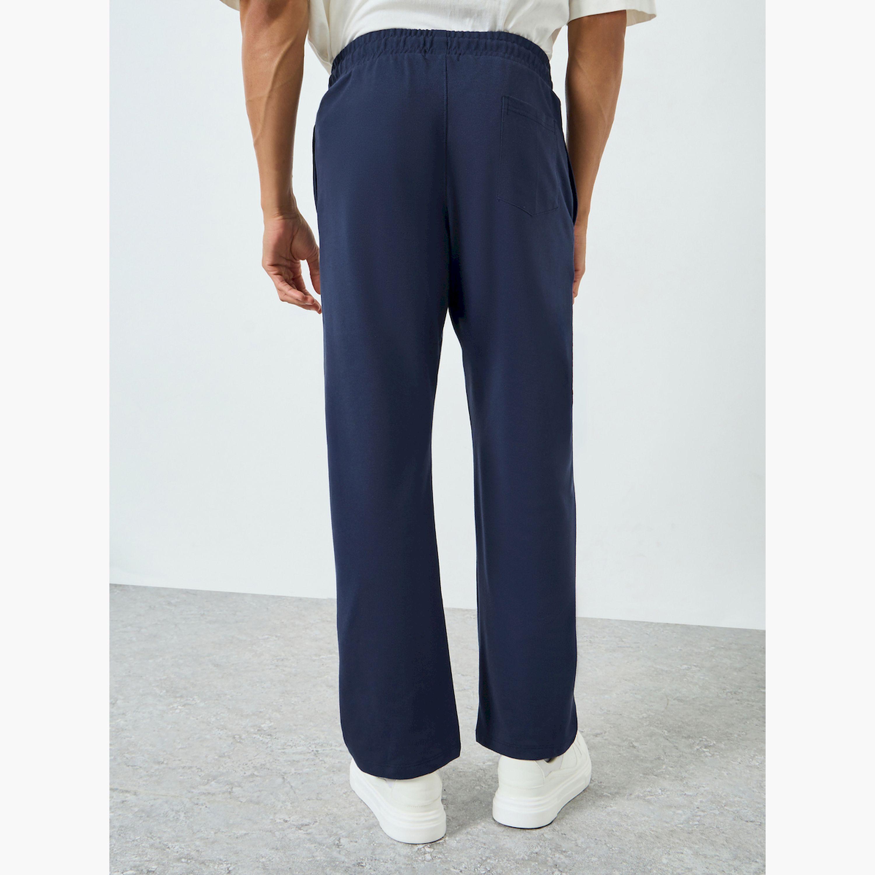 Styli Men Navy Blue Oversized Side Panel Print Joggers-men-clothing-bottoms-joggers-image-4
