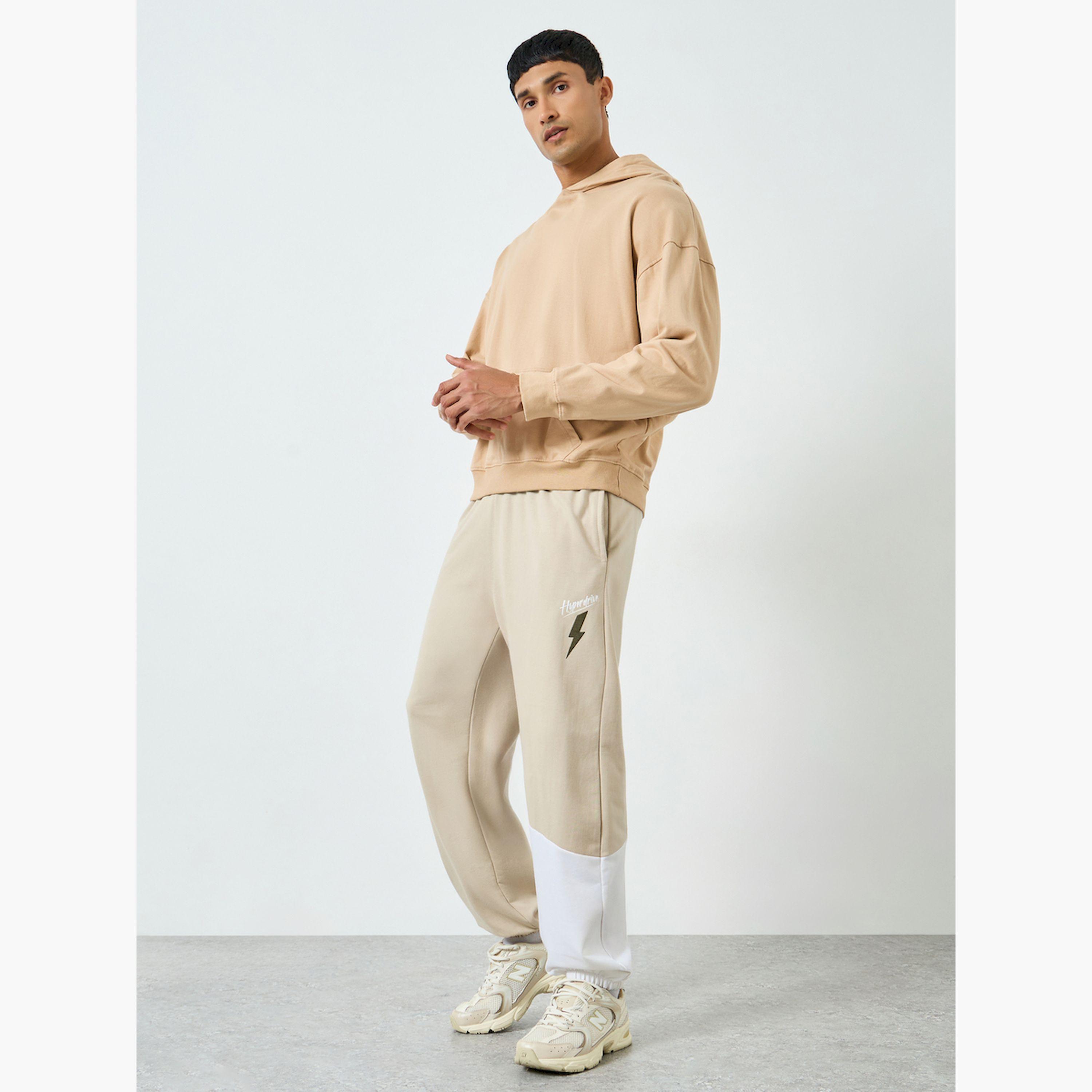 جوغر رجالي بيج بنمط كتل الألوان وبرباط-men-clothing-bottoms-joggers-image-2