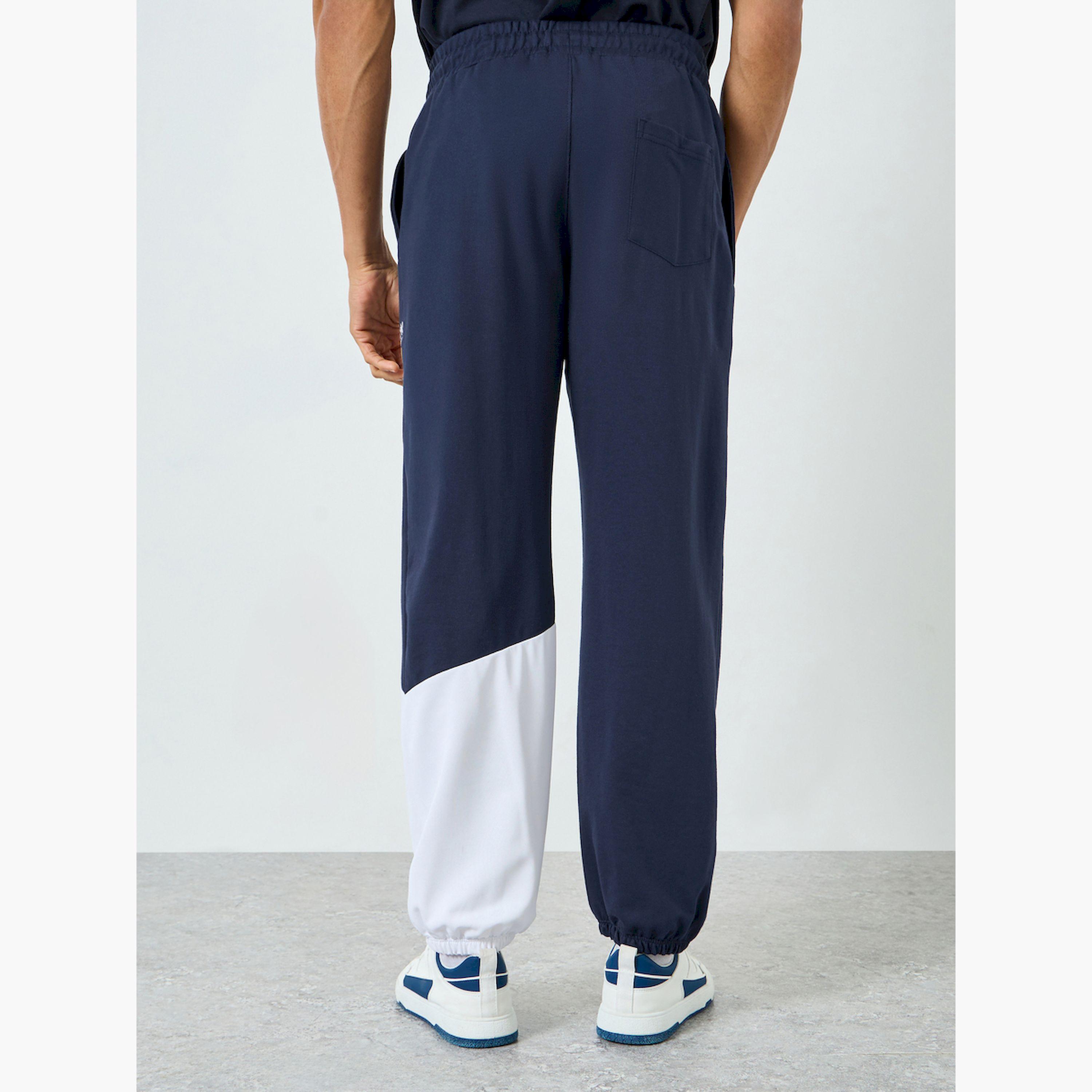 Styli Men Navy Color Block Joggers with Drawstring-men-clothing-bottoms-joggers-image-4