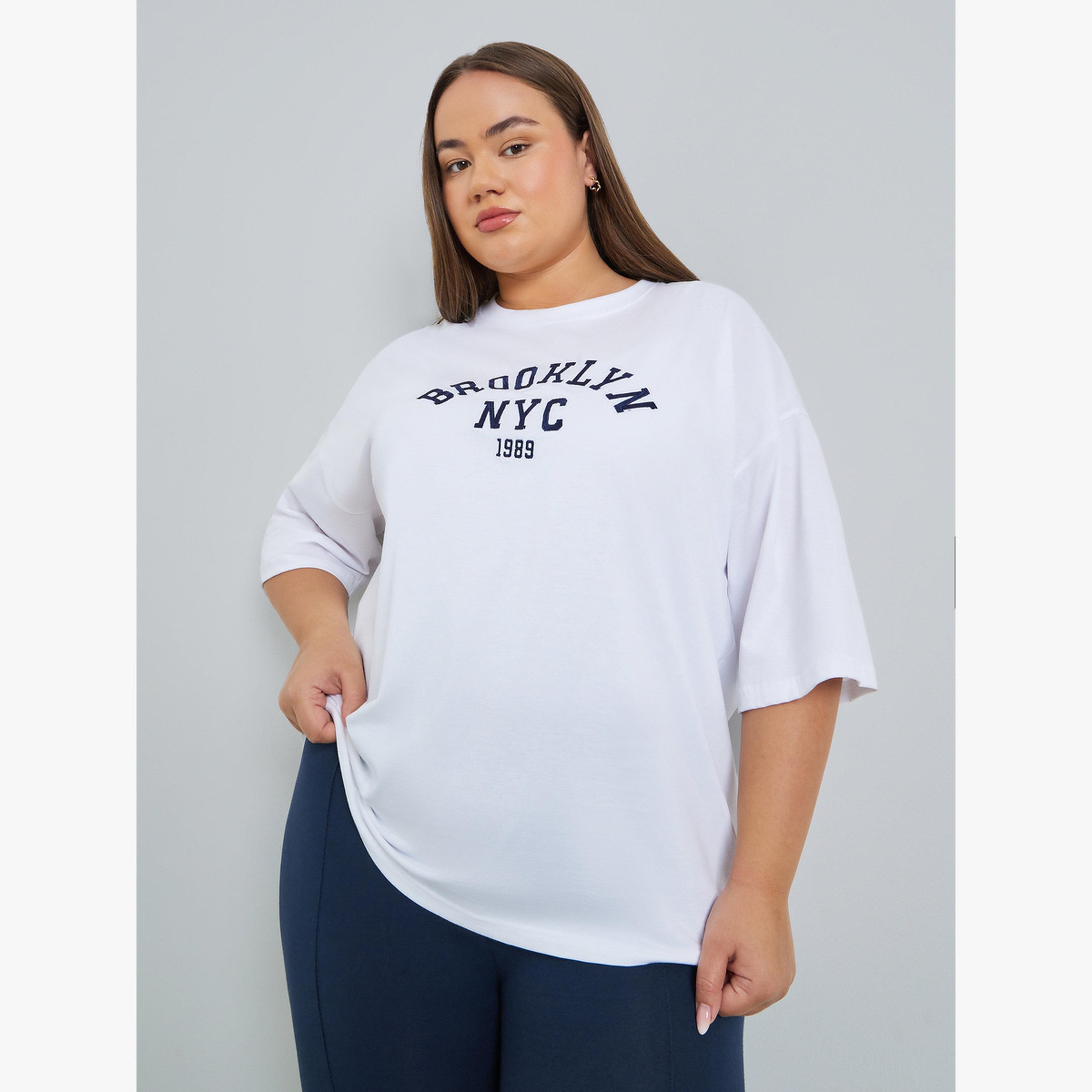 Styli Plus Size White Embroidered Oversized T-Shirt-women-clothing-tshirts-image-1